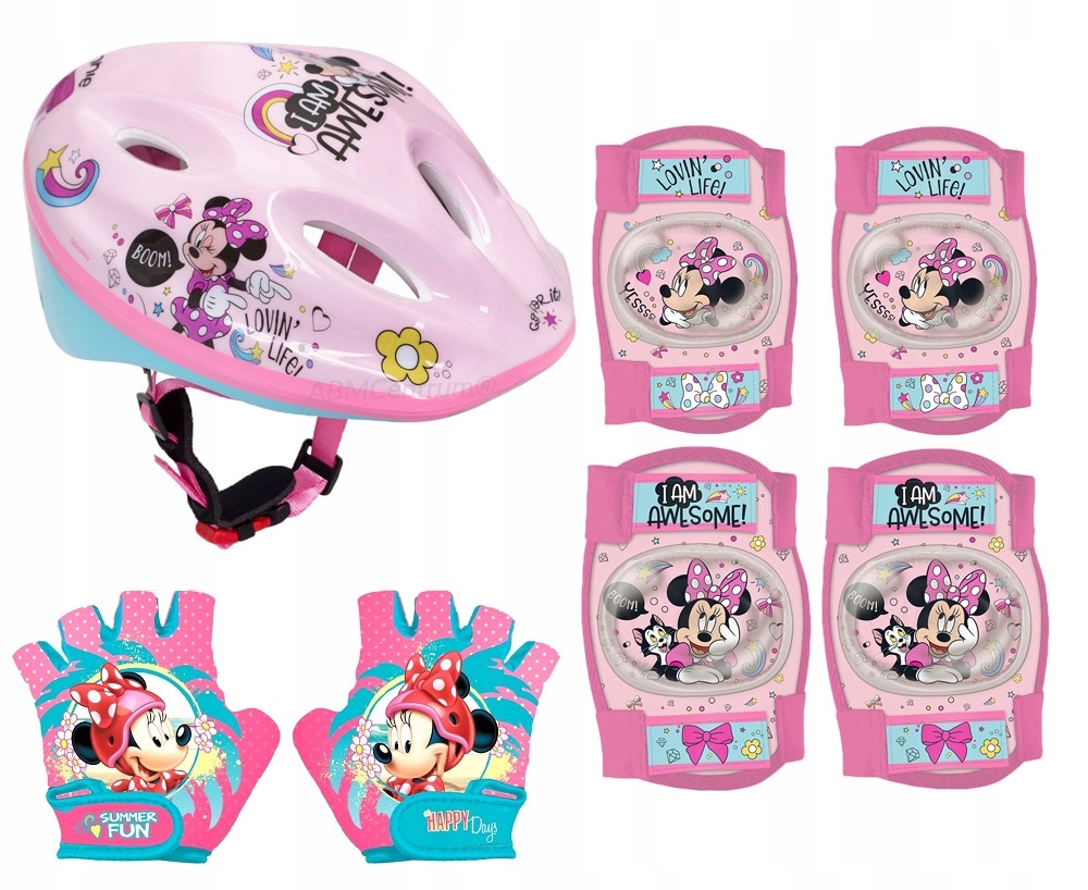 4x Ochraniacze Kask Rowerowy Rękawiczki Disney Min