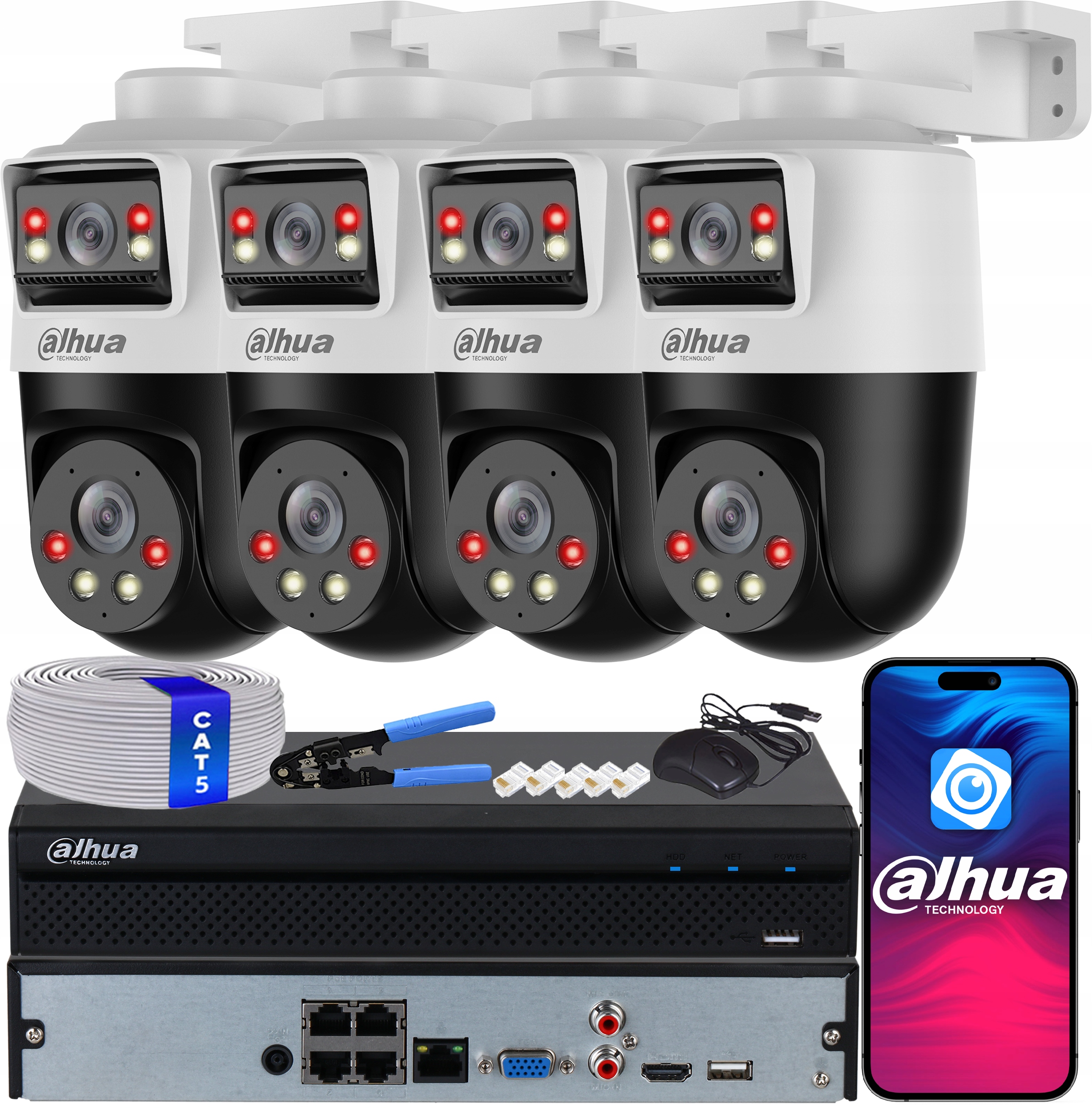 Sada pro monitorování 4 kamer Dahua 2Mpx SDT2A200-2F-NB-A-PV Ai Dual Light