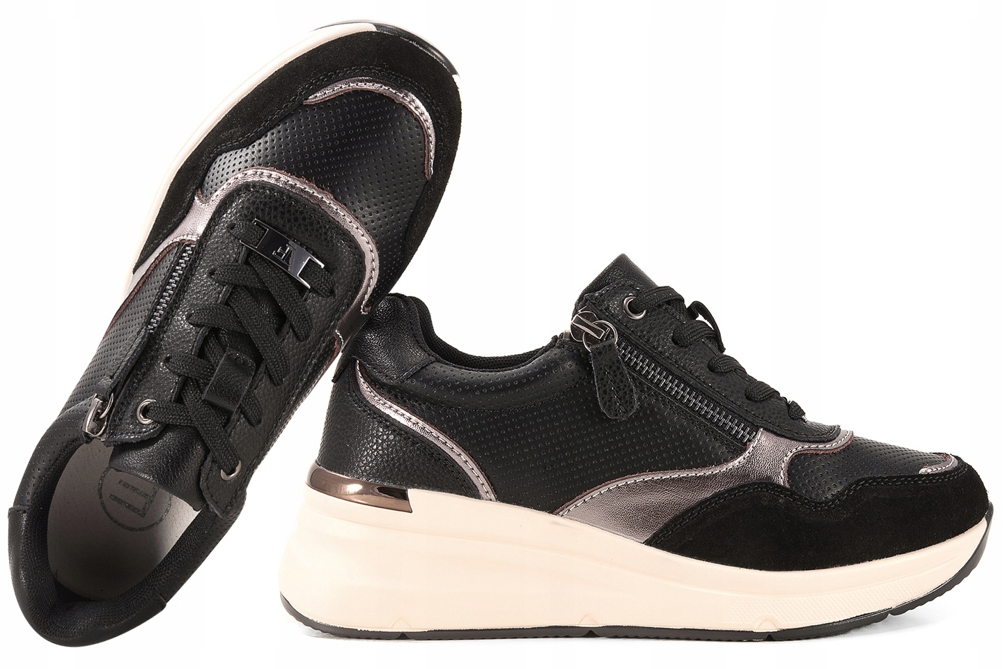 Filippo DP7105 Dámské Polobotky Kožené Tenisky Na Klínku 38 Černá