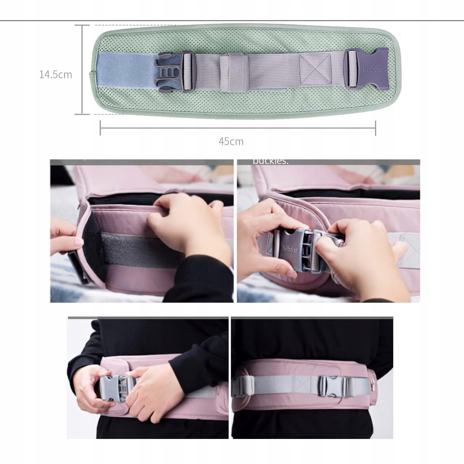 BEBEAR Nosidełko Ergonomiczne 6w1 3D Air Mesh Dla Niemowląt i Dzieci — miniatura 12