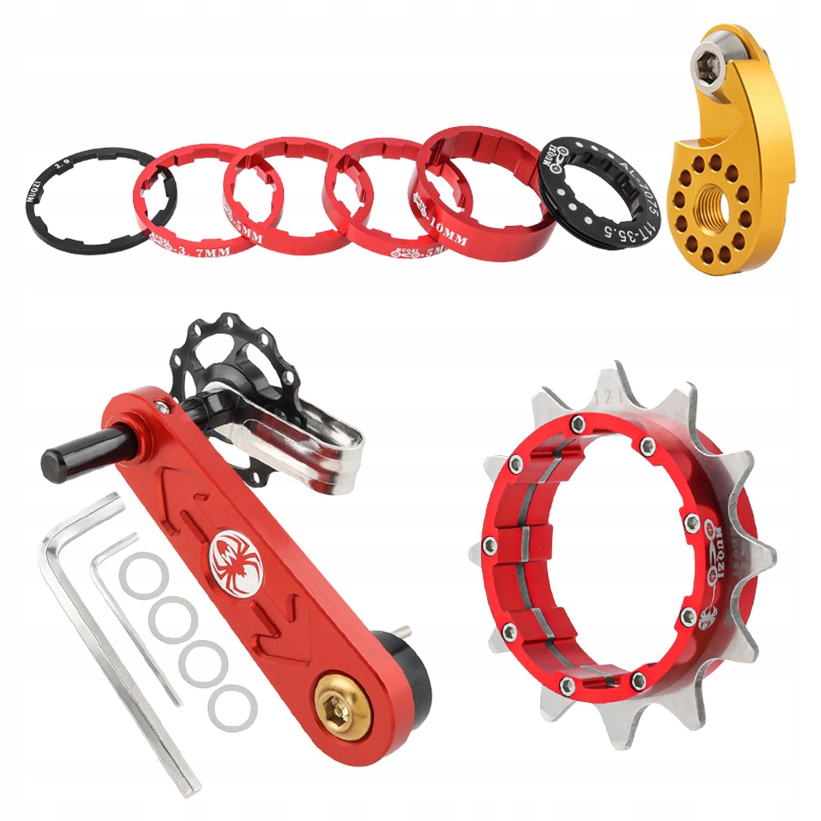 Zestaw do konwersji pojedynczej prędkości do roweru górskiego Zamienny regulator, czerwony 12T Marka bez marki