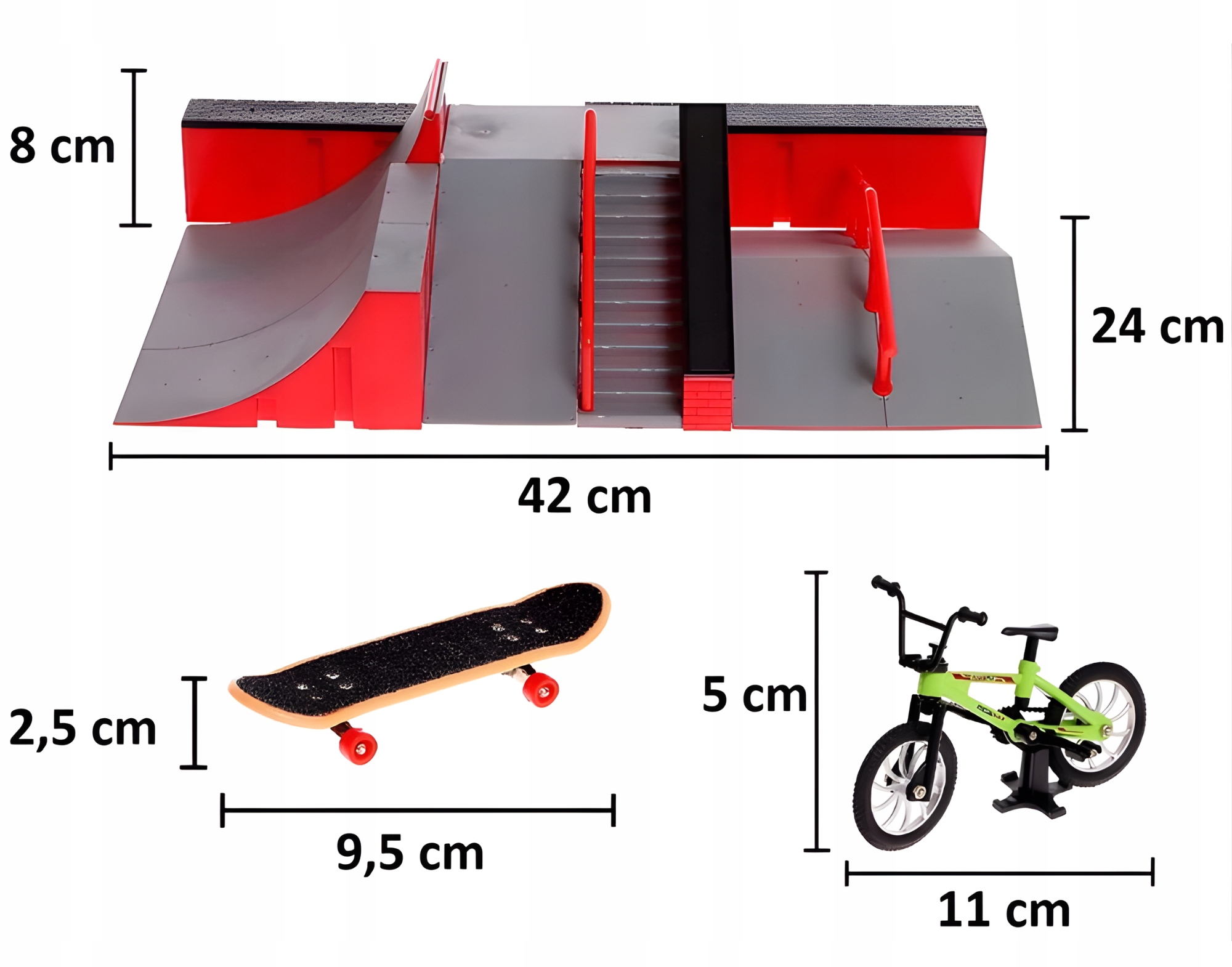 Zestaw skatepark z fingerboardem i BMX RegMag FB-09-A – Skatepark układany według własnego pomysłu