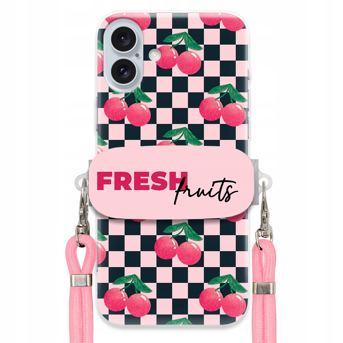 Pouzdro pro iPhone 16 Plus Crossbody vodítko Držák Šachovnice Fresh Fruits
