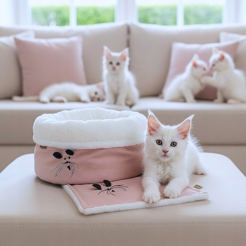 Pražská Puffy Výbavička pro kočky psa Deka a Hnízdečko pudrová růžová 45 cm