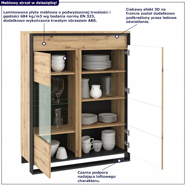 NISKA WITRYNA OŚWIETLENIE LED INDUSTRIALNA SZKŁO Marka Lenart