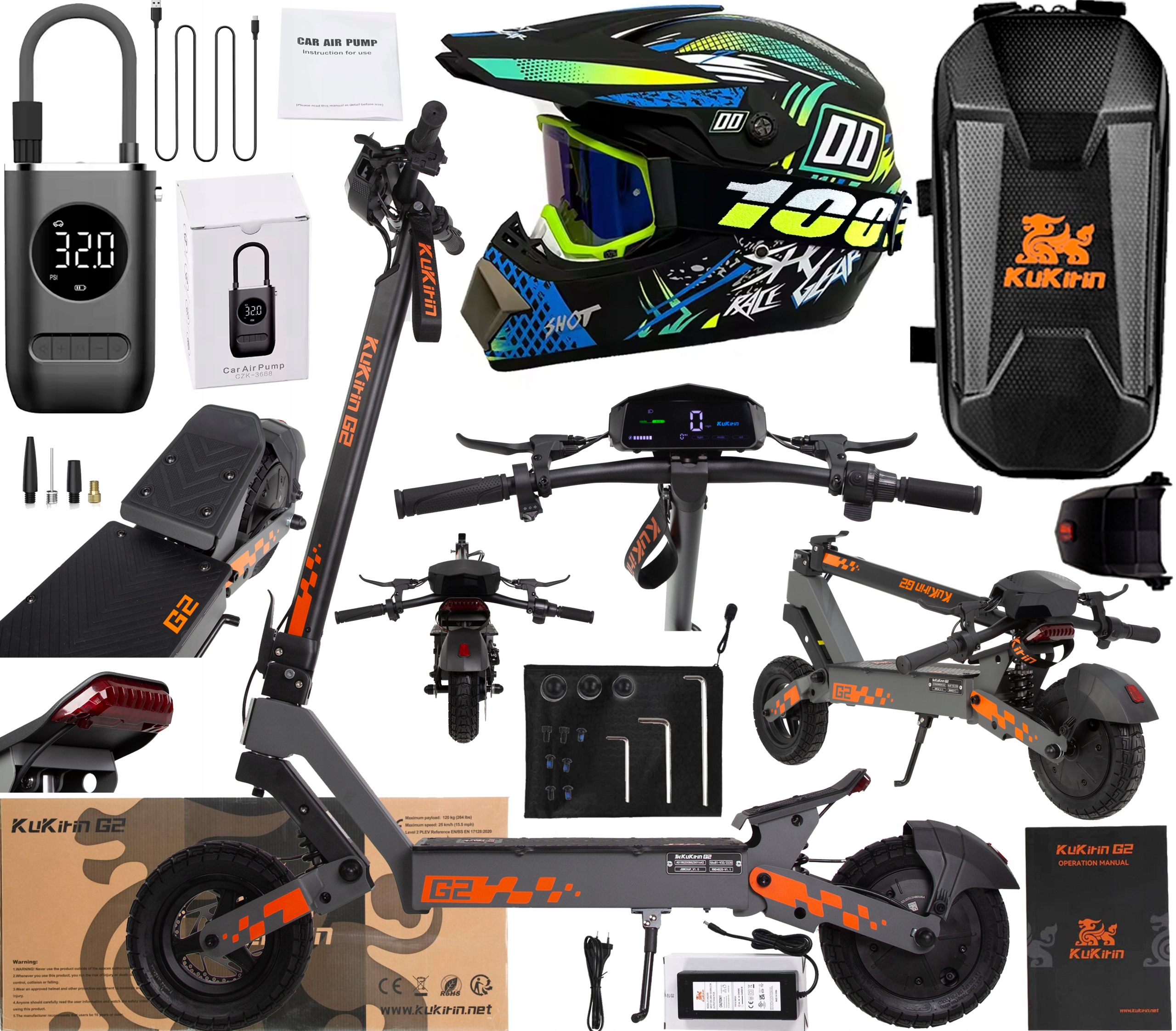 KuKirin G2 Składany Pojazd elektryczne 800W 48V 15Ah 45KM/H 55KM +Prezent