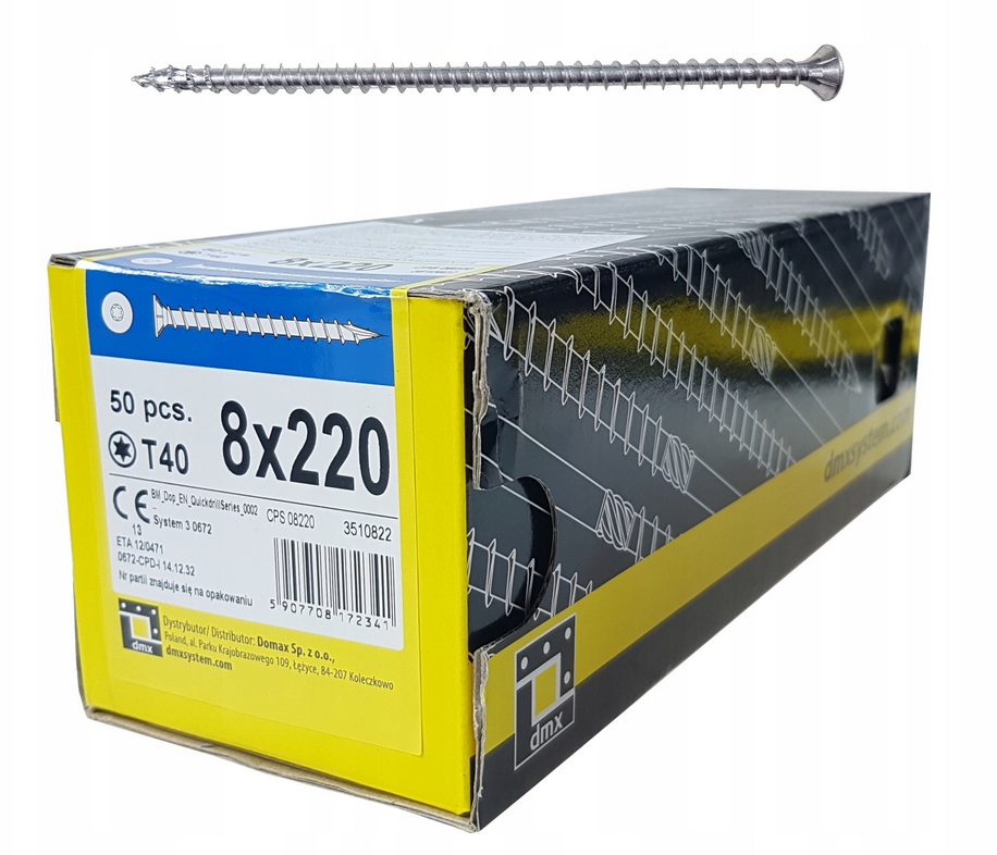 

Wkręt Ciesielski Cps 8x220 Pełny Gwint Łeb Stożek