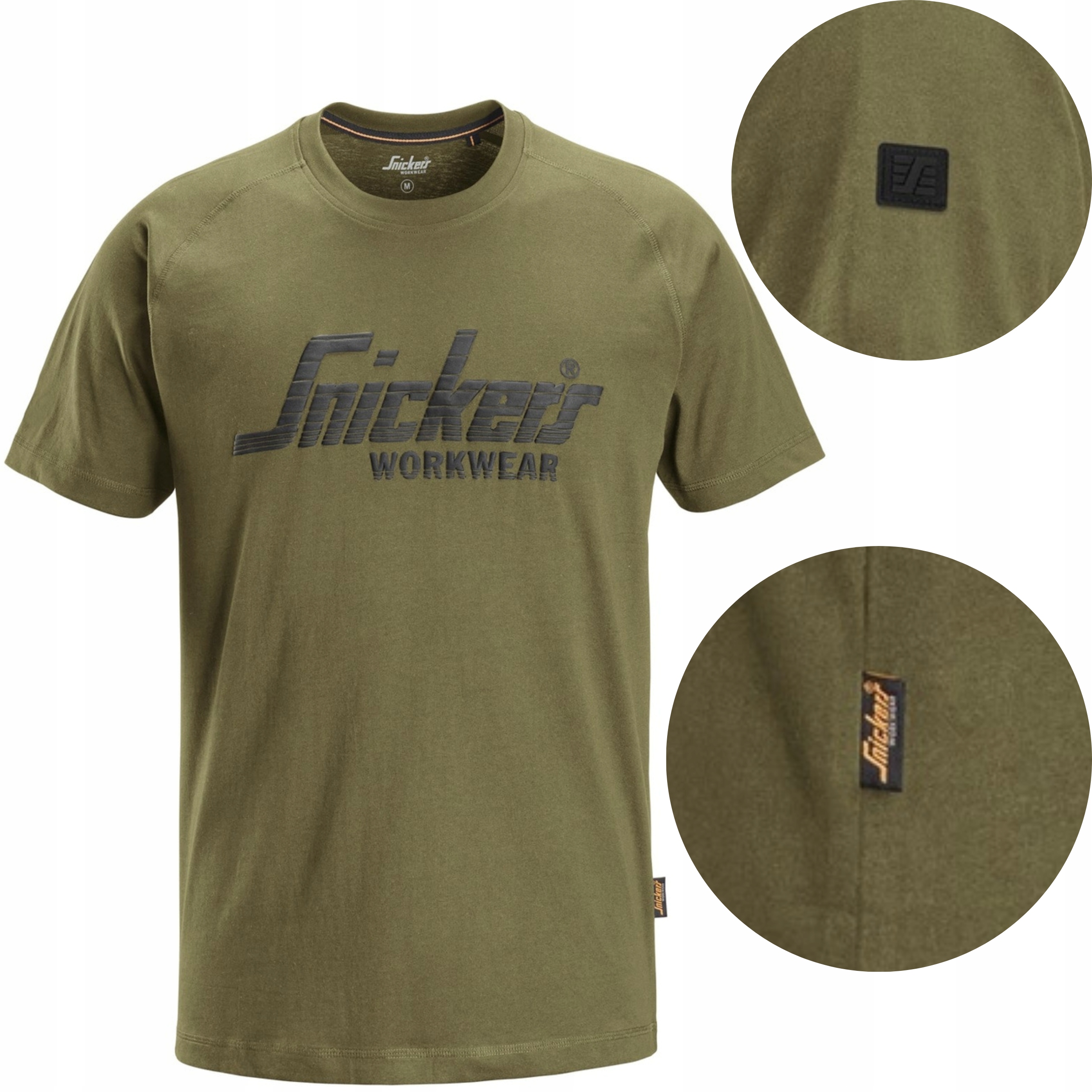 Bawełniana Koszulka T-shirt Snickers Workwear Logo 3D 2590 Roz.XL Khaki