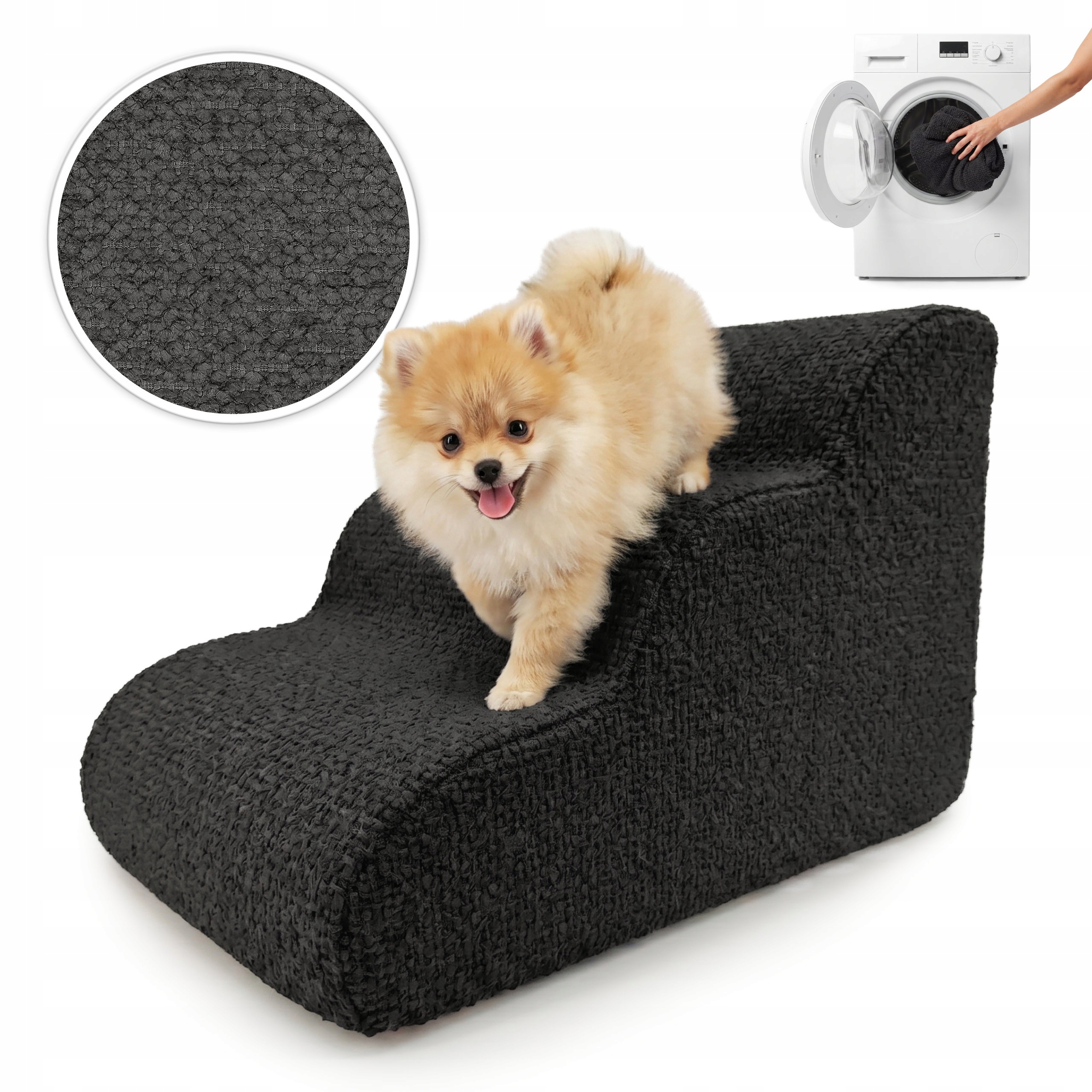 Schůdky Pro Psa Rampa 30 cm Černé Schody Baloo Pro Zvířata 3 Stupně