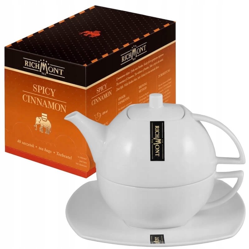 Herbata Richmont Spicy Cinnamon 40x6g i komplet porcelanowy Duo 450 ml
