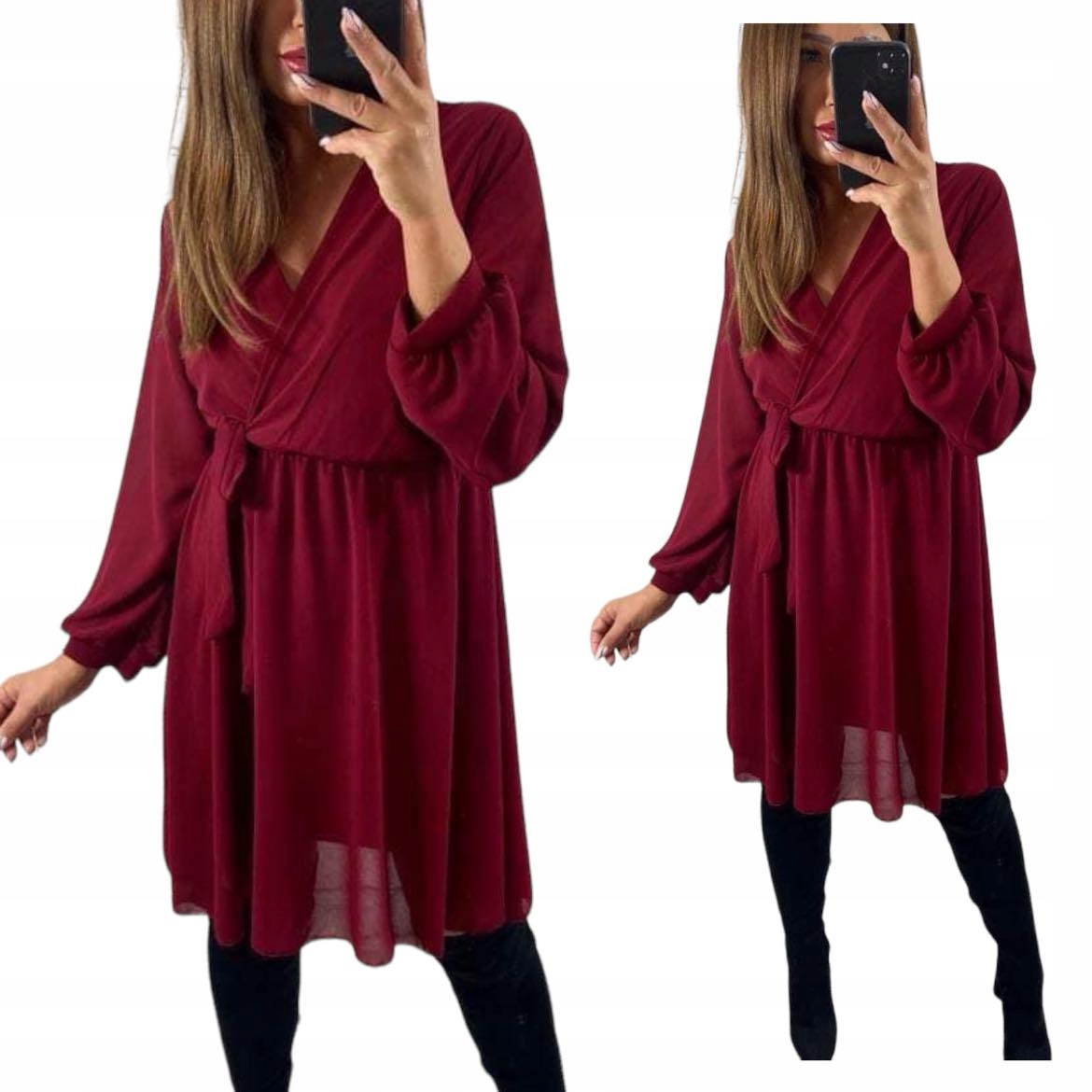 V770 Elegantní Šaty Perla Bordó vel. 46 (3XL)