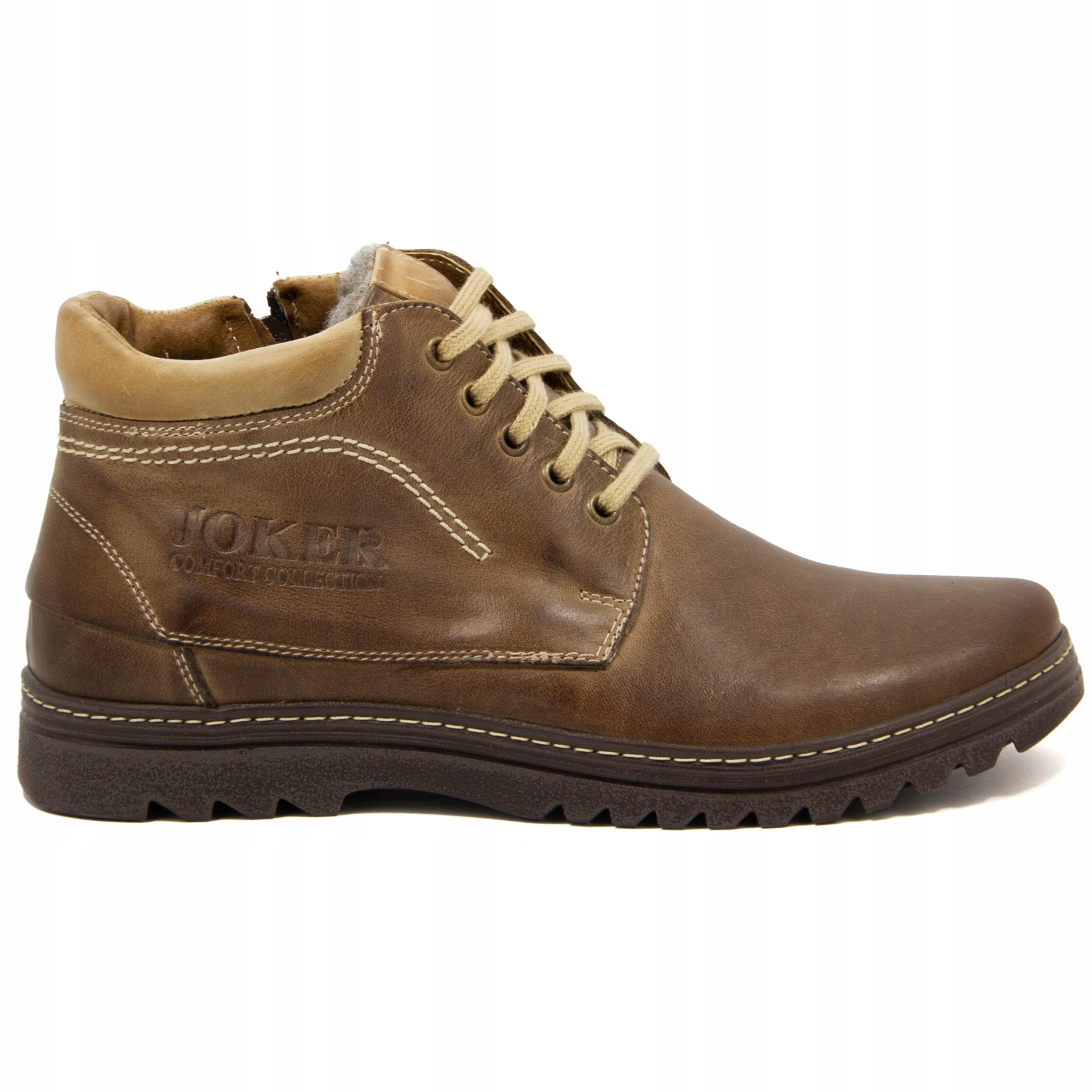 Polské zimní boty kotníkové boty Joker zateplené pohodlnou kůží 508 hnědá 41