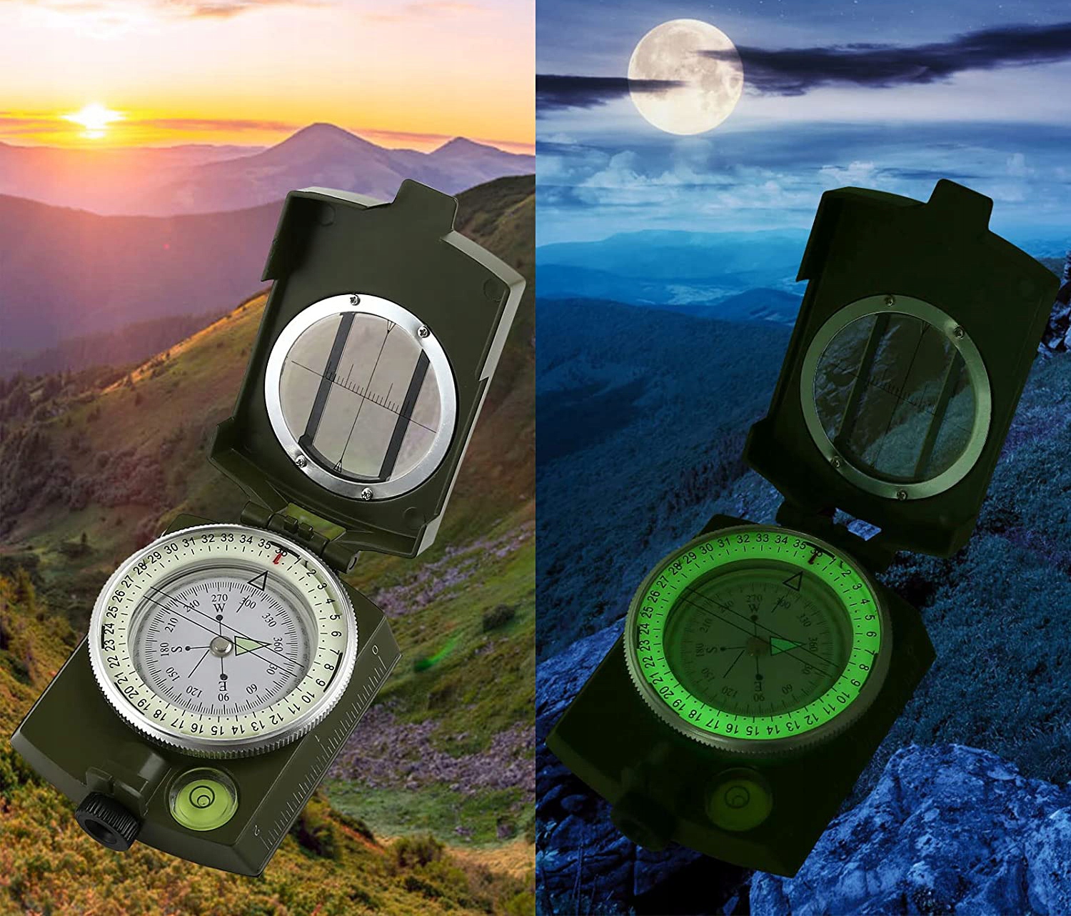 KOMPAS WOJSKOWY BUSOLA PRYZMATYCZNY 2W1 MAPOWY Waga 320 g