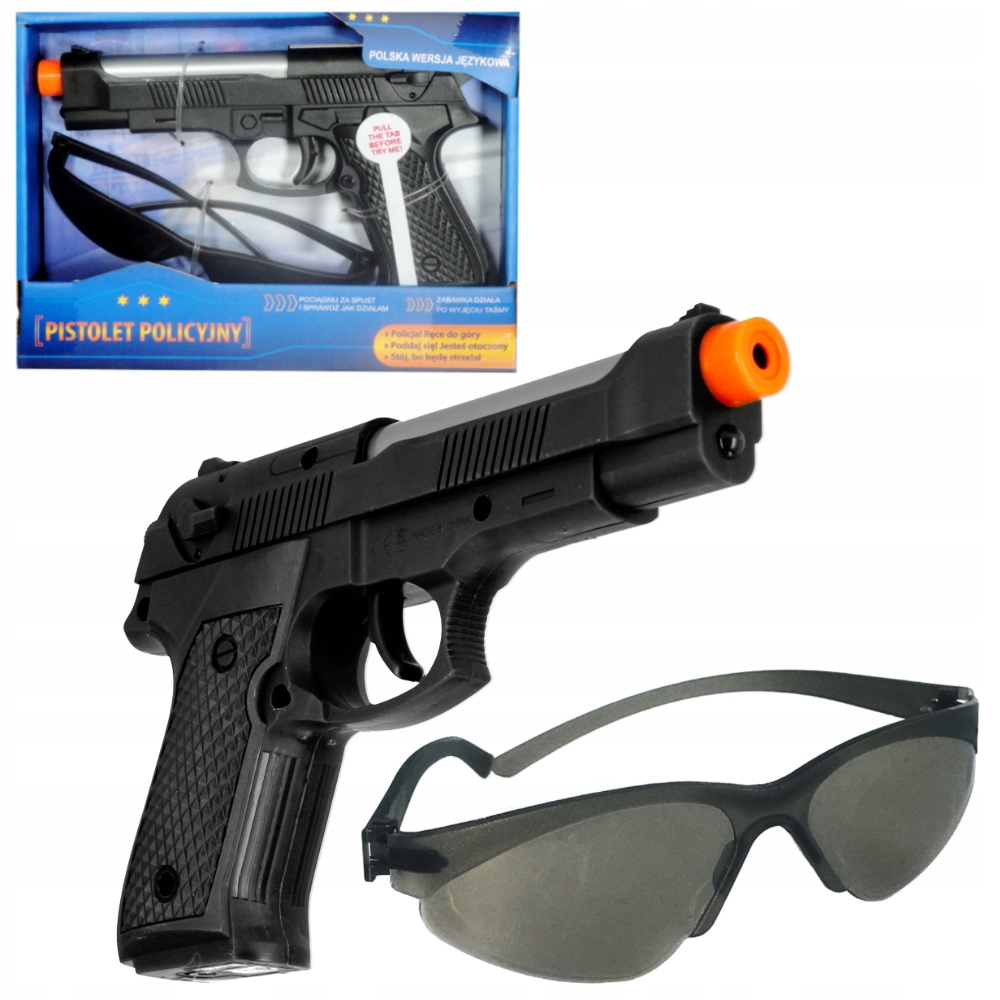 PISTOLET POLICYJNY + OKULARY światło dźwięk Marka Swede