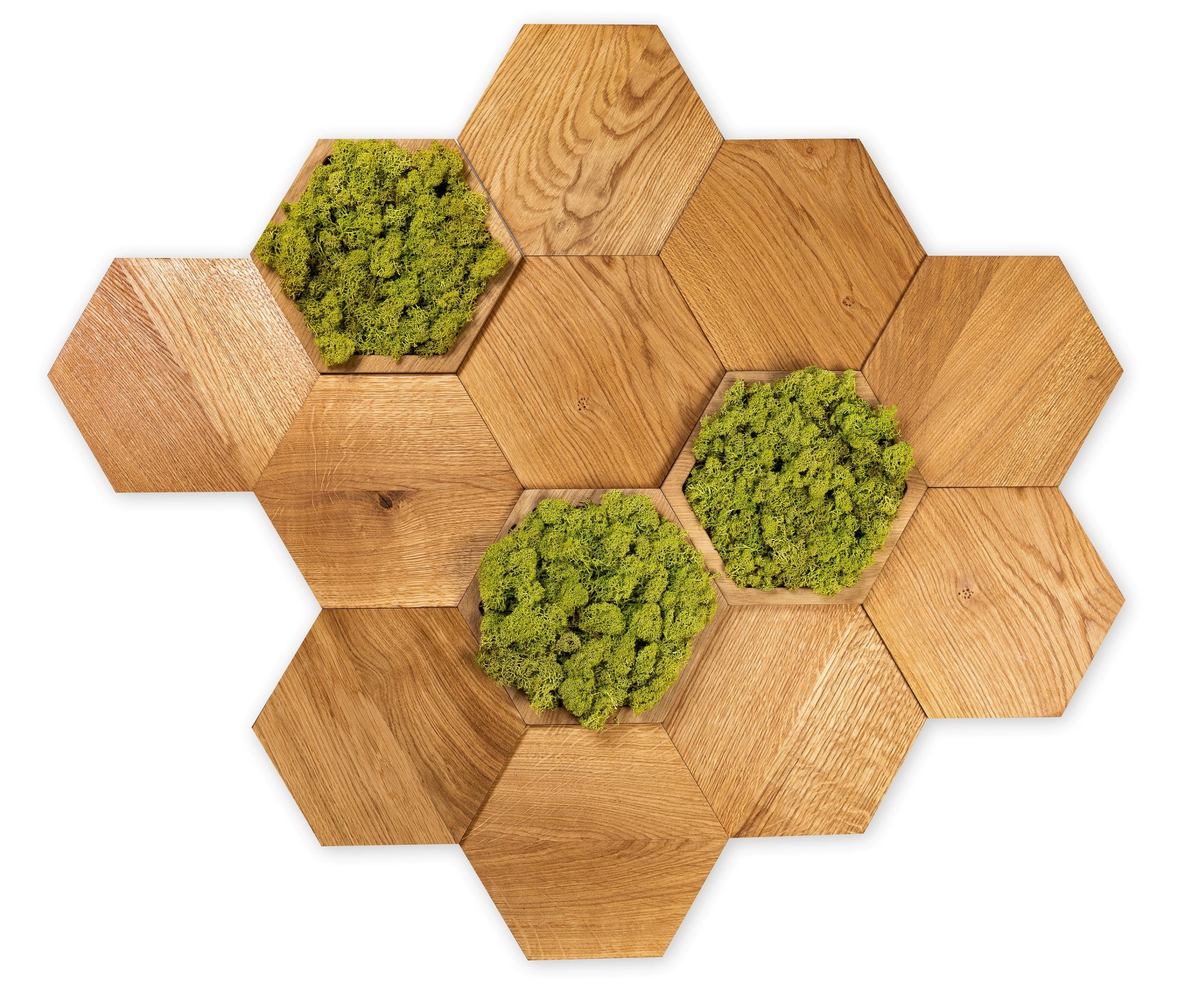 DREWNIANY PANELE ŚCIENNE MECH CHROBOTEK CIEMNY HEKSAGON MIDI DĄB NATURALNY Długość 20.8 cm