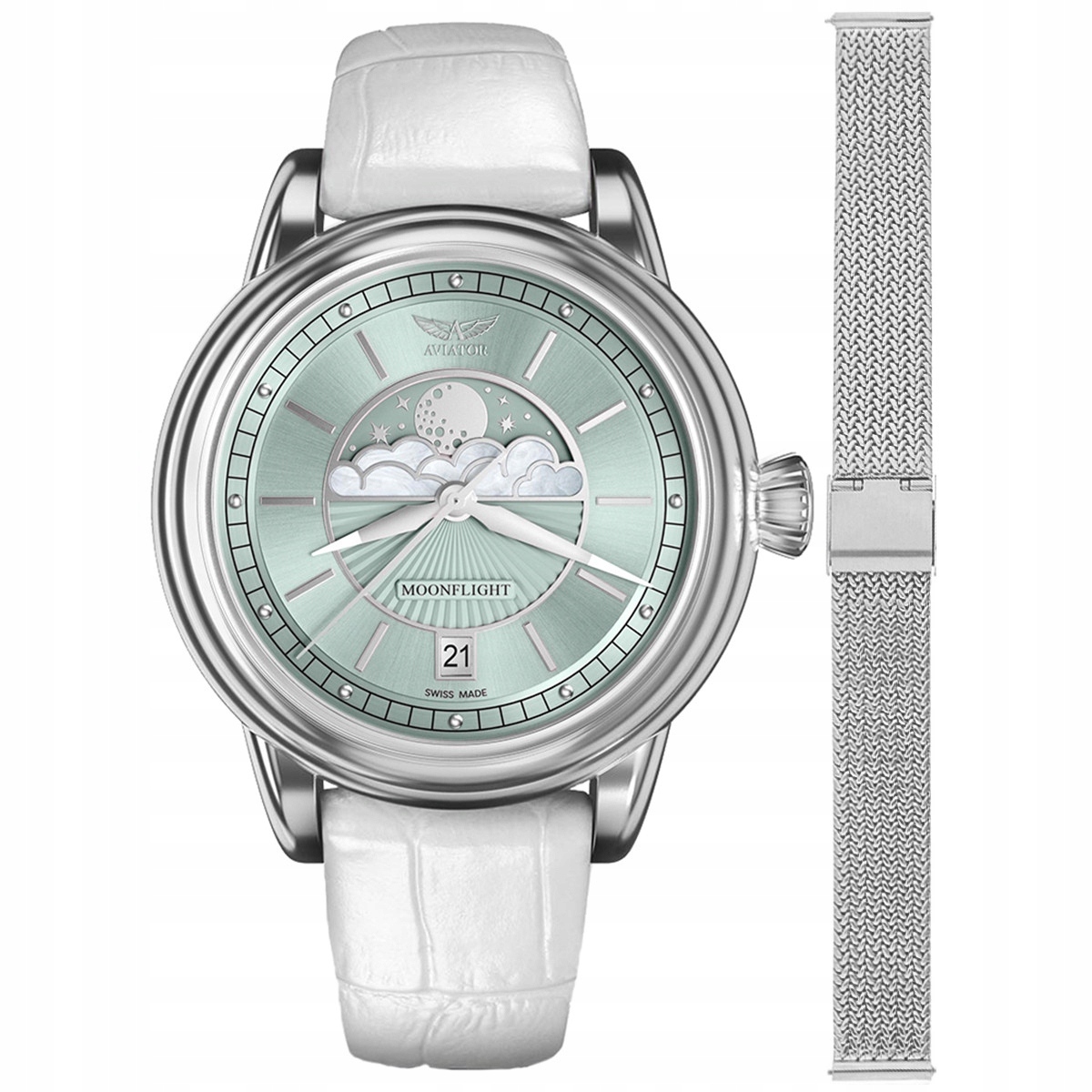 Dámské hodinky Aviator V.1.33.0.261.4.WM-SET stříbrné