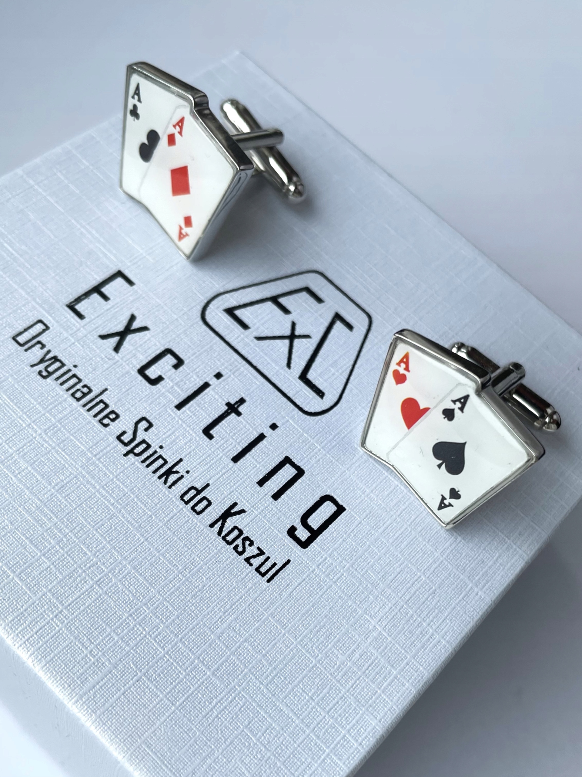 Manžetové knoflíčky Exc Poker Karty do hry Kareta 4 Esa 2 páry pro Šulera