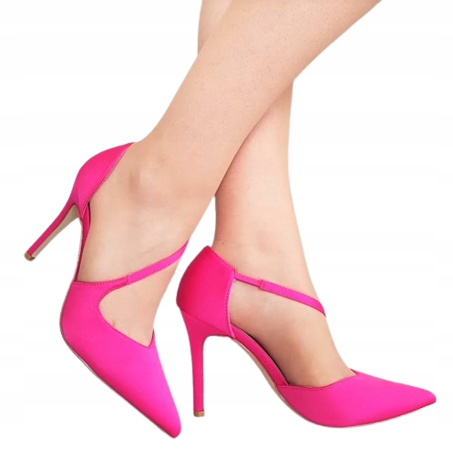 

Fuksja Eleganckie Satynowe Szpilki Z Paseczkiem 38