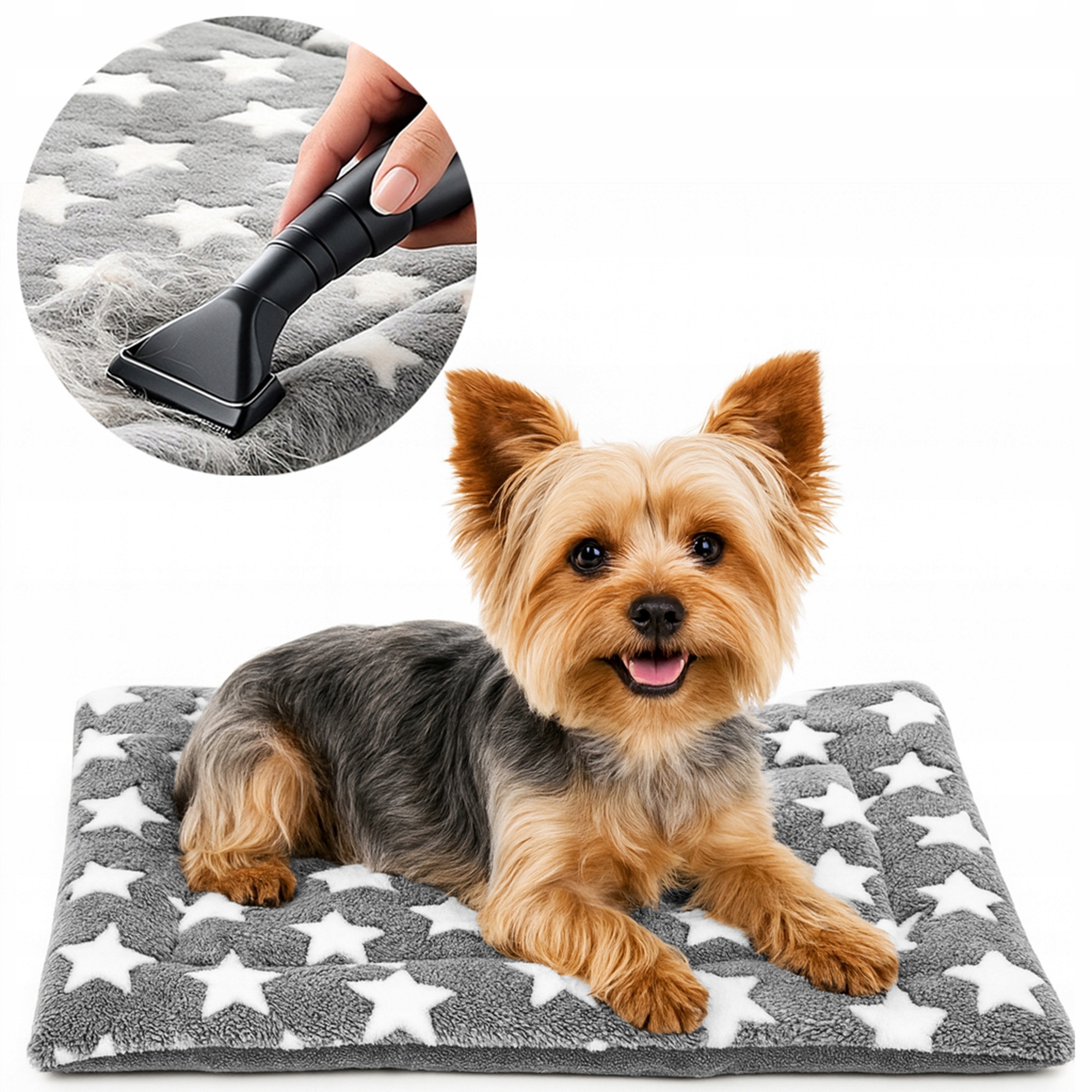 Levně Podložka pro psa 60×40 Teplé Kožíšek Voděodolná Len hvězdičky Oboustranná