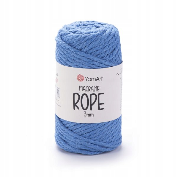 YarnArt Macrame Rope 3mm 786 modrý makramé provázek, sada 4 x 250 g 63 m