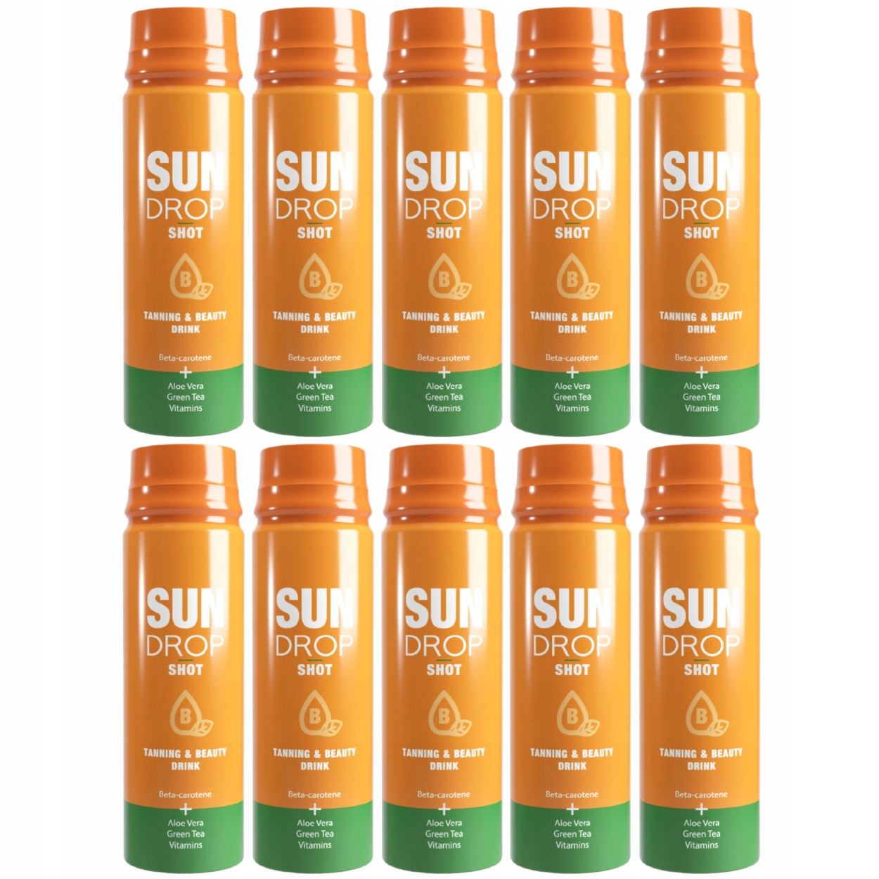 Zestaw 10x Sun Drop Shot do Opalania Orzeźwiający Solarium Słońce 80ml