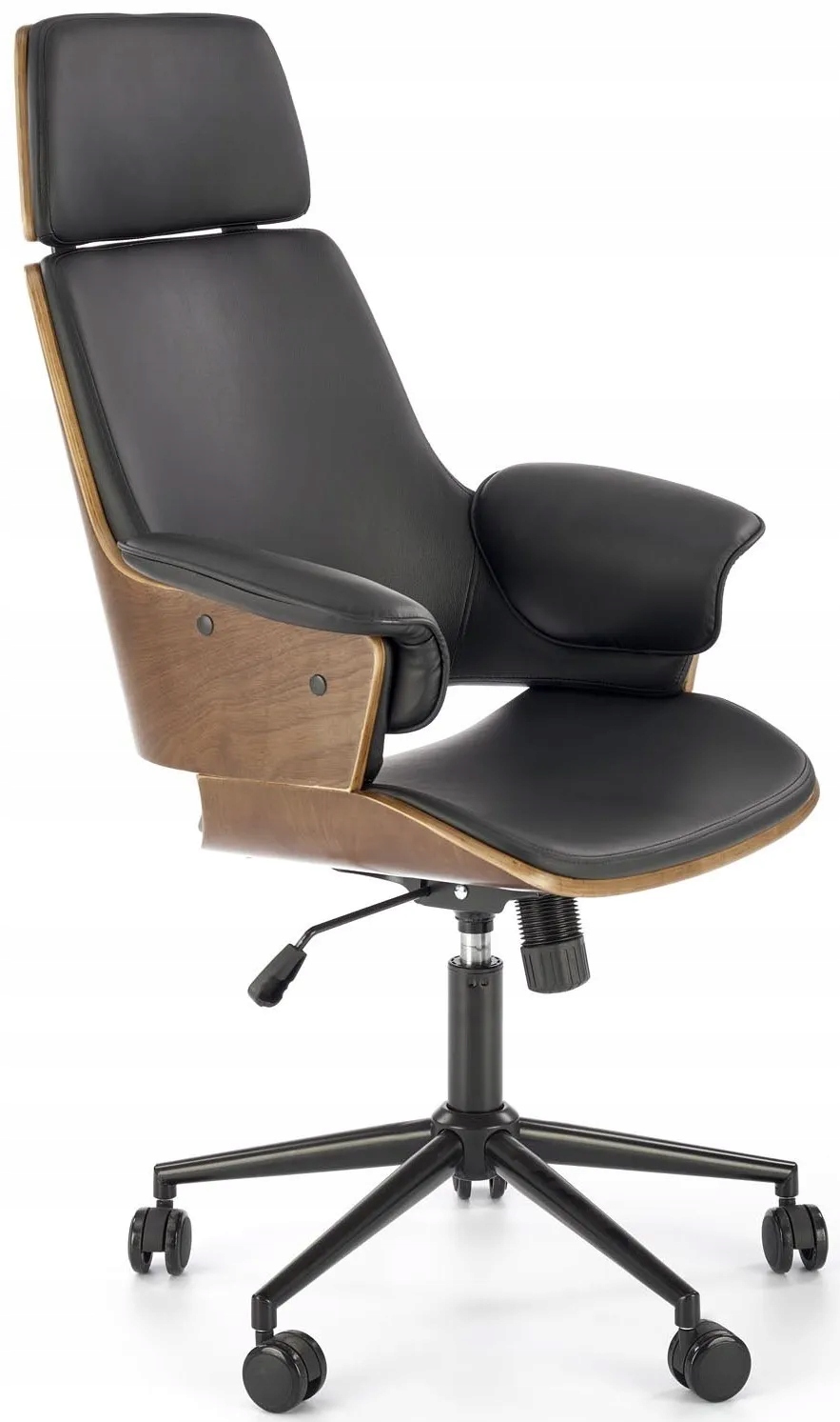 FOTEL OBROTOWY WEBER SKLEJKA CZARNY/ORZECH HALMAR