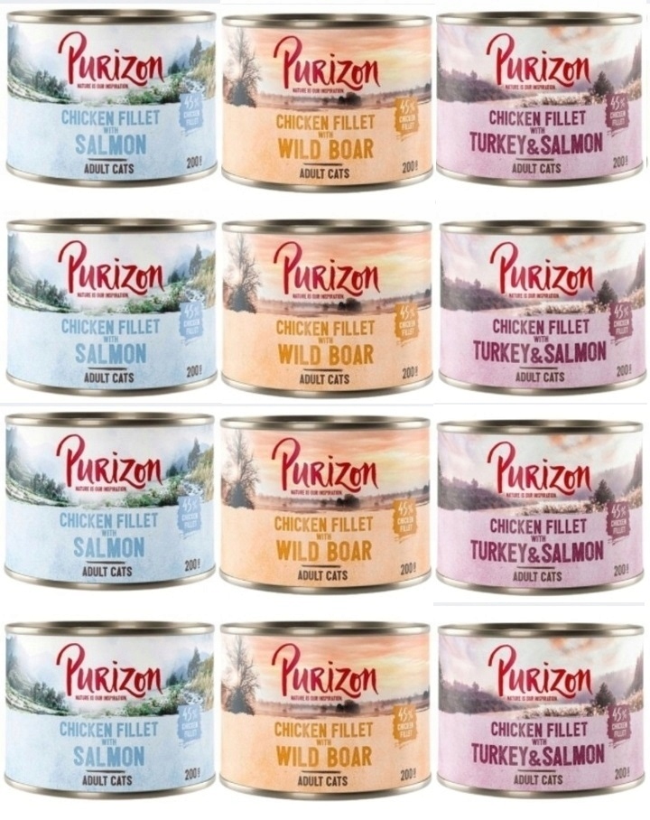 Levně Purizon Adult Mix chutí 12x200g bez obilovin vlhké krmivo pro kočky