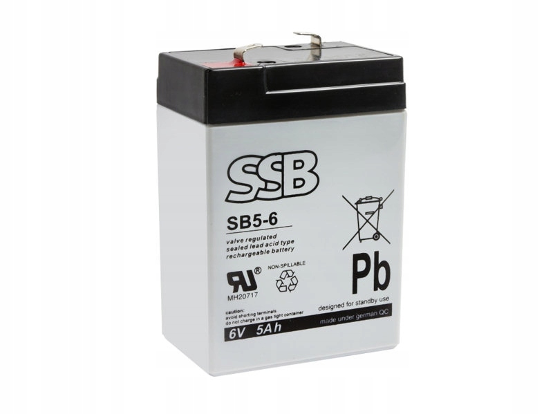 Akumulator AGM 6V 5Ah faston 4.8 SSB SB5-6