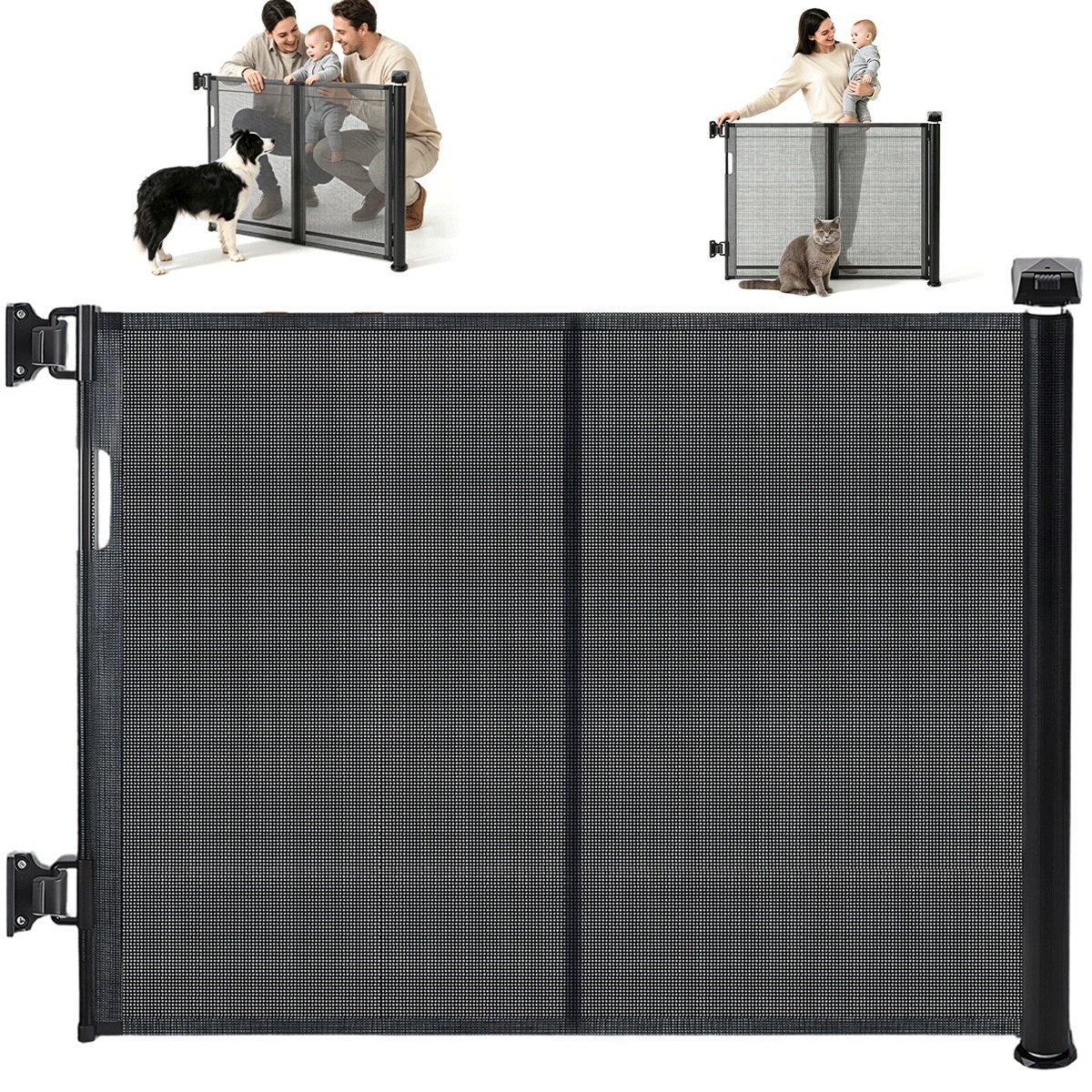 Bezpečnostní Brána 150 X 86 CM Síťka Pro Děti A Psy Do Dveří Černá