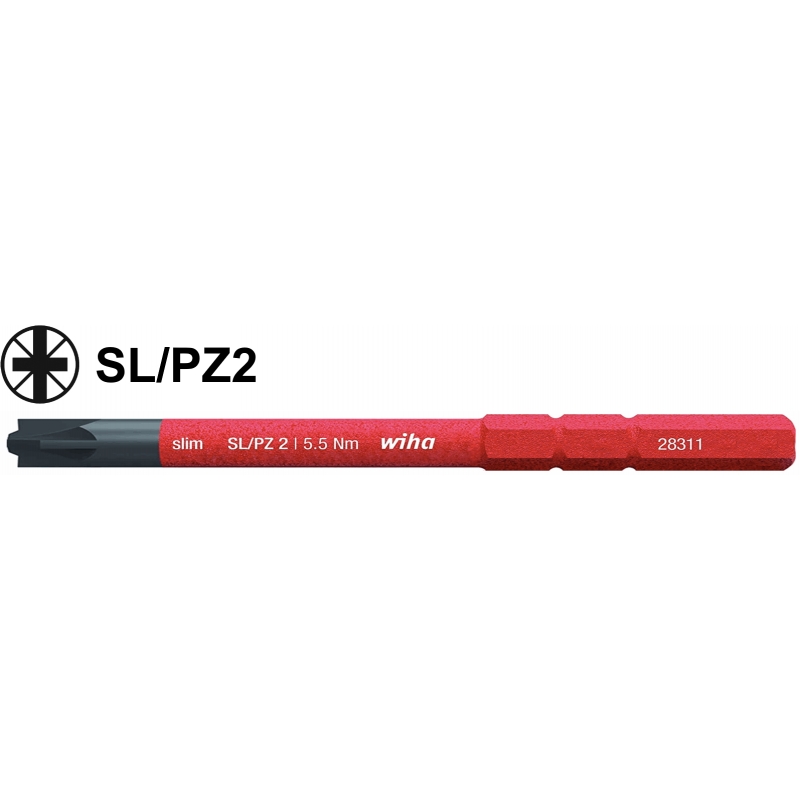 

Wiha bit PlusMinus Pozidriv SL/PZ2 x 75mm 34590