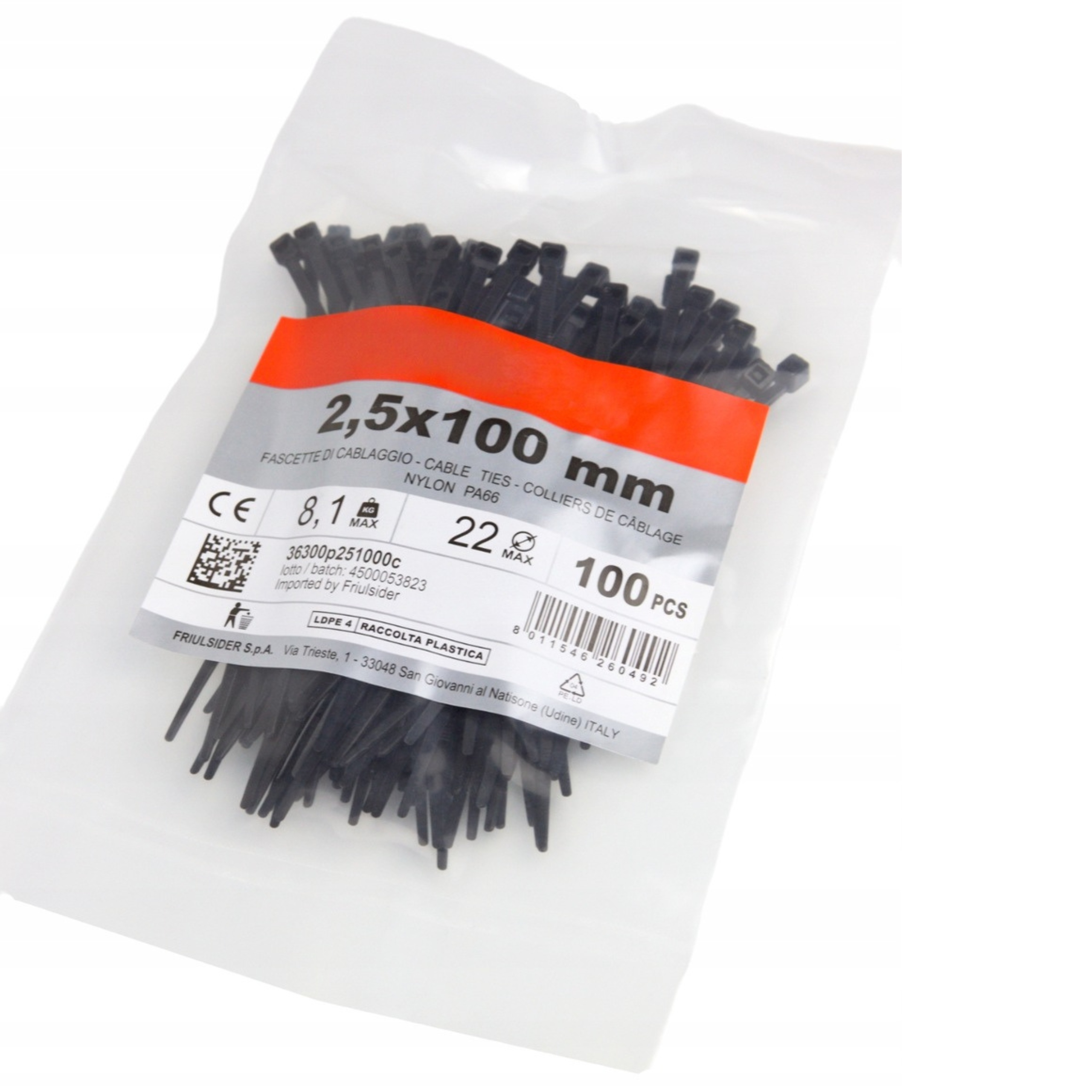 Opaska zaciskowa czarna 2,5x100 [mm] trytka trytytka sztraps zip 100 sztuk