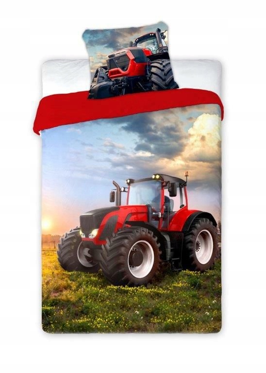 Pościel 160x200 Traktor czerwony pole wieś Turbo