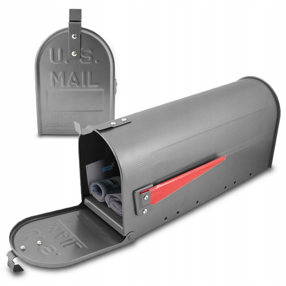 Americká moderní poštovní schránka na dopisy/noviny s vlajkou