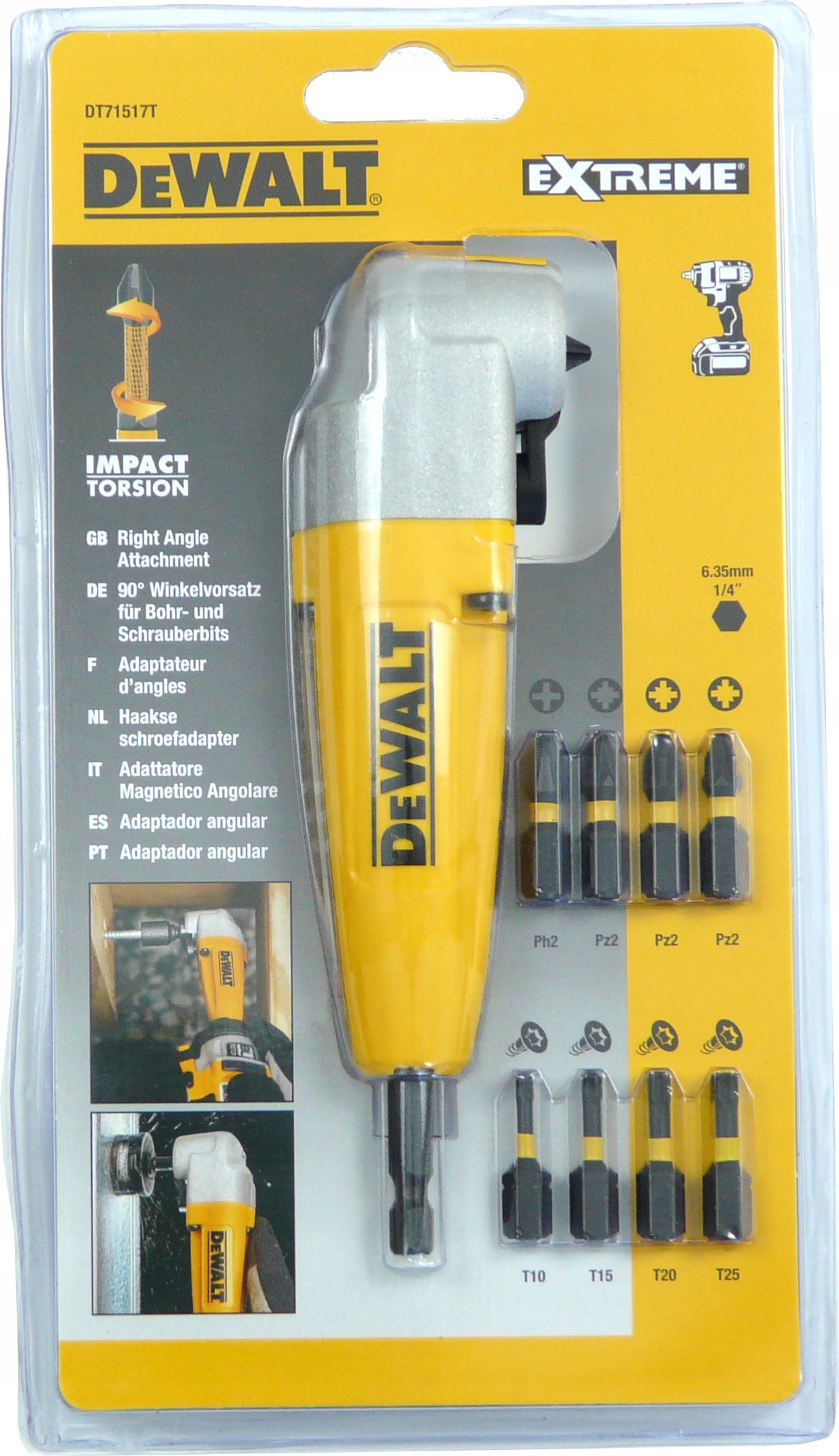 

Adapter kątowy z zestawem bitów Torsion DeWalt
