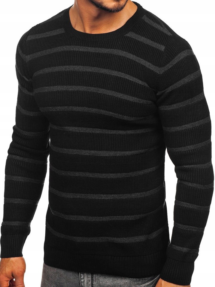 

Sweter Męski W Pasy Czarny 4356 Denley_s