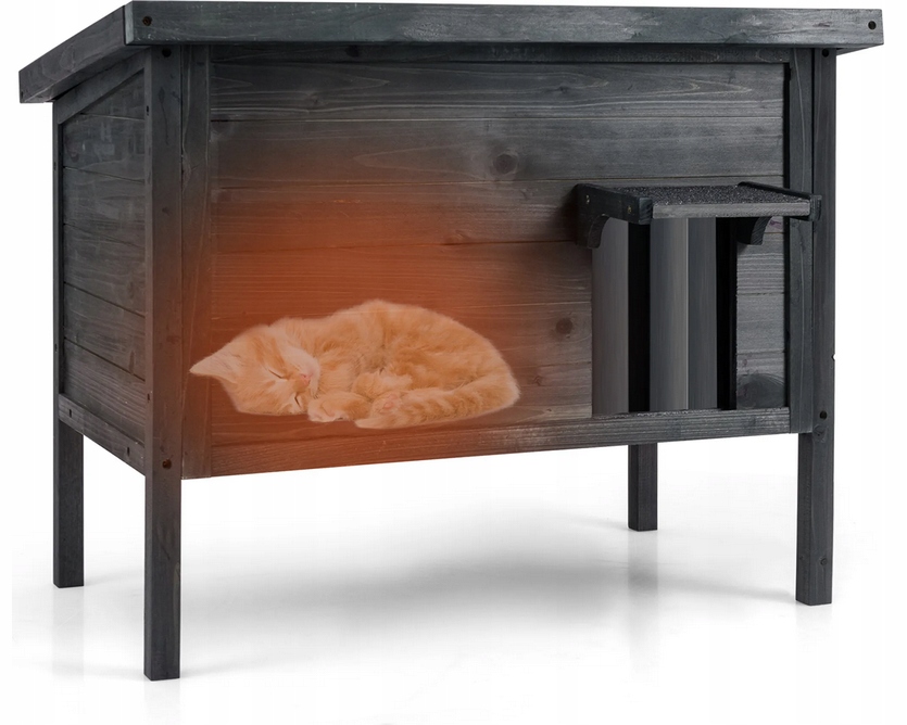 Levně Domeček pro kočky pro venkovní použití Costway dřevěný s pěnovou izolací 88x55x69 Cm