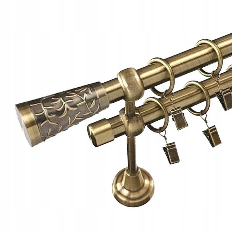 

Klasyczny kompletny 19+19 mm Karnisz złoty 340 cm