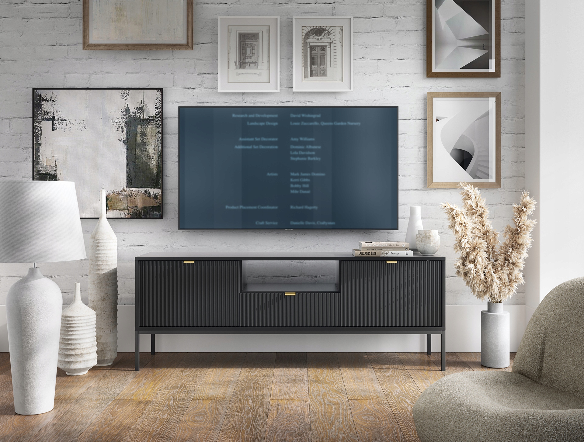 SZAFKA STOLIK RTV 154 cm NOVA BLACK CZARNY Stan opakowania oryginalne