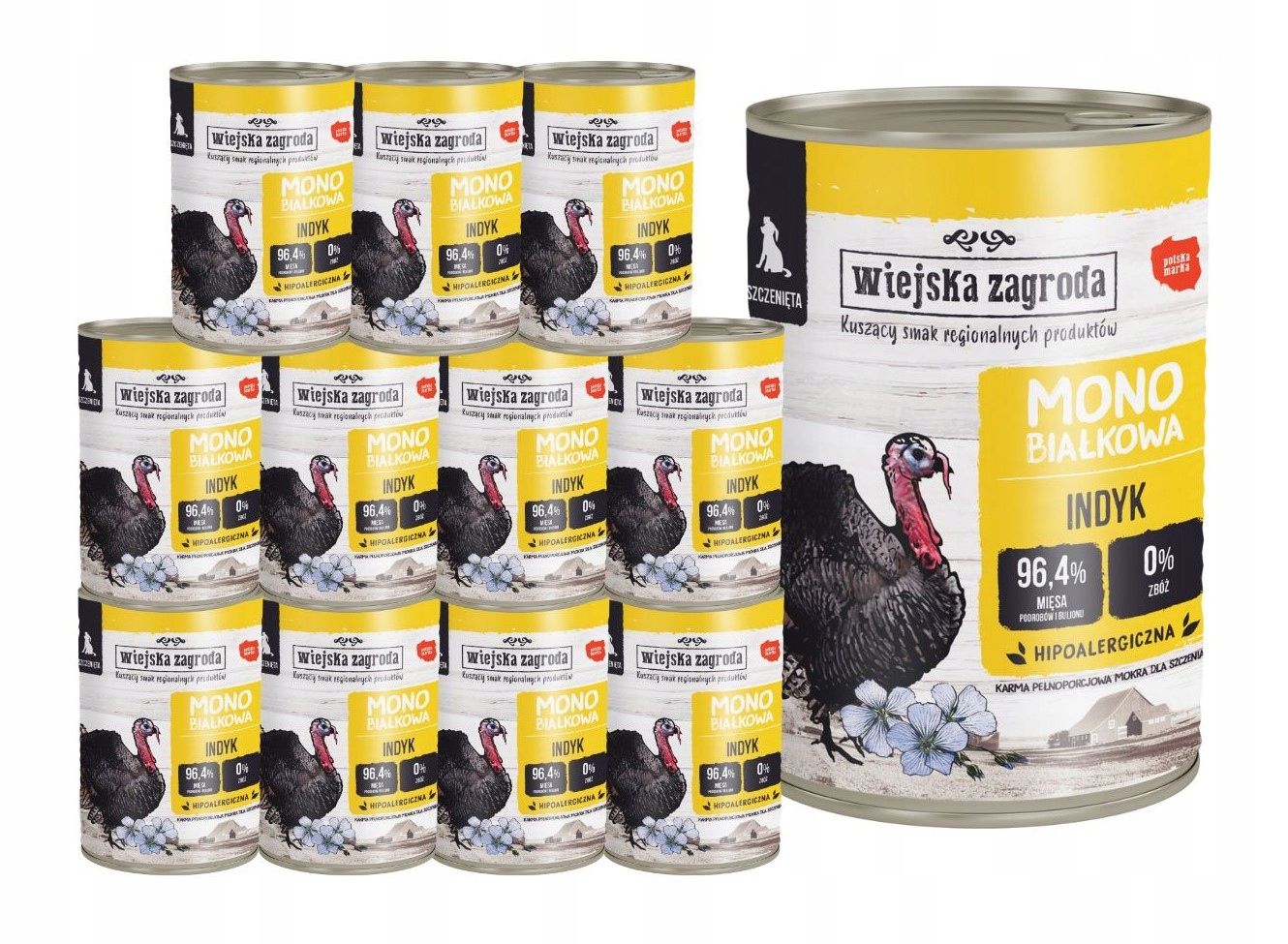 Wiejska Zagroda Krmivo mokré Monoproteinové pes Štěně Krůta 12x400g