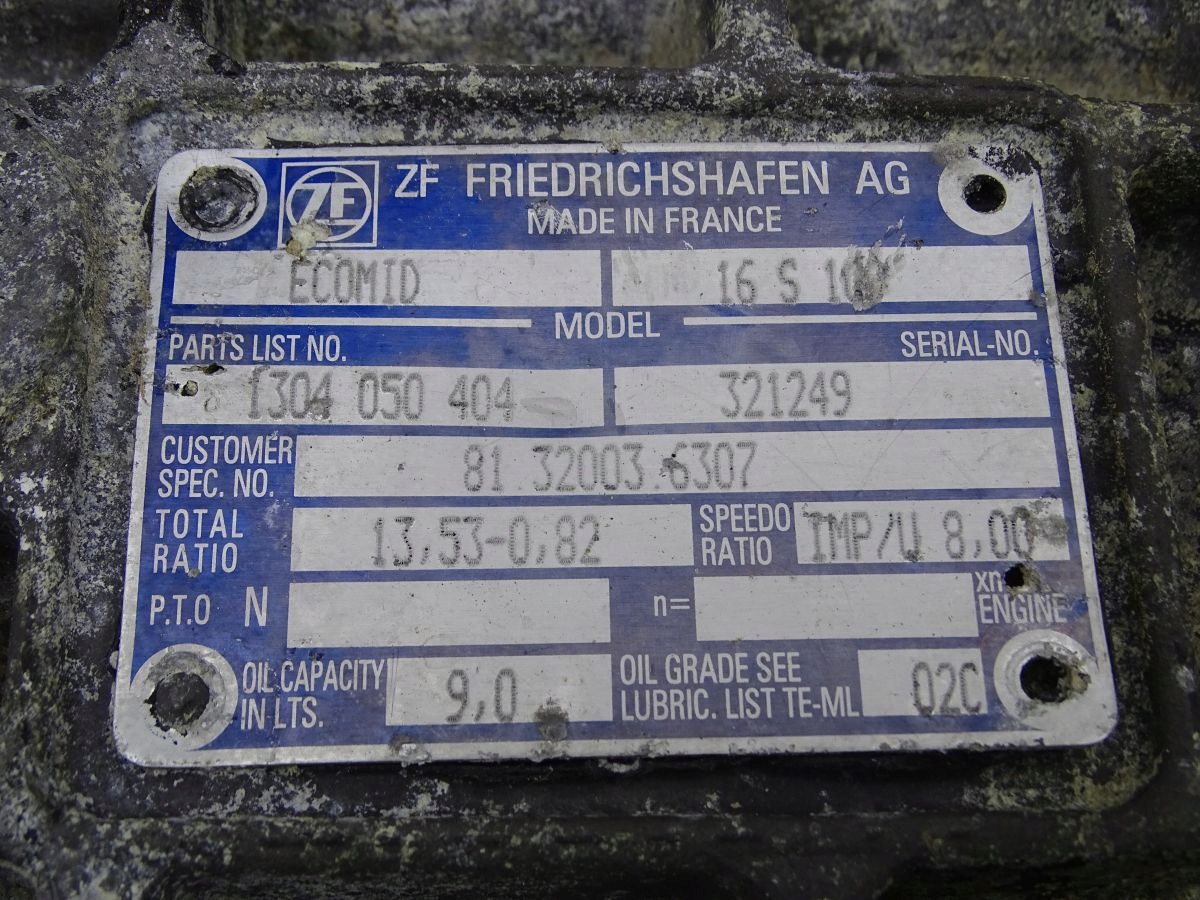 MAN SKRZYNIA BIEGOW 16S109 OBUDOWA KOLA Gearbox type Manual