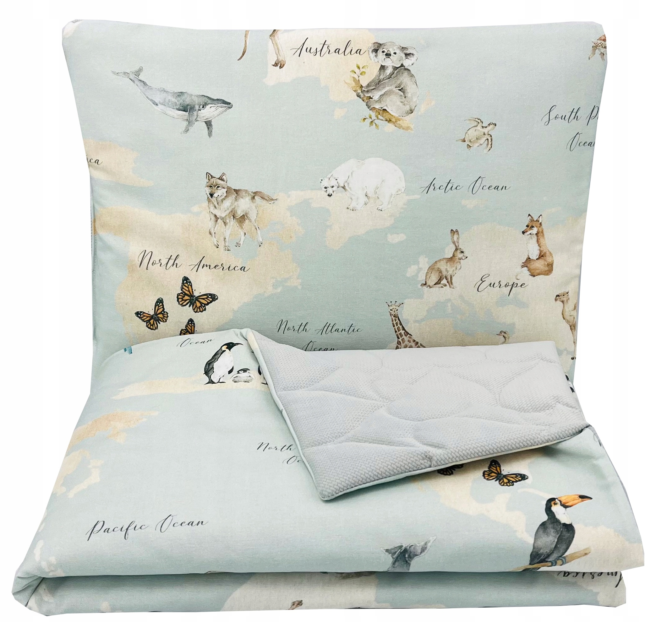 

Komplet średniaka velvet 100x135cm Mapa świata