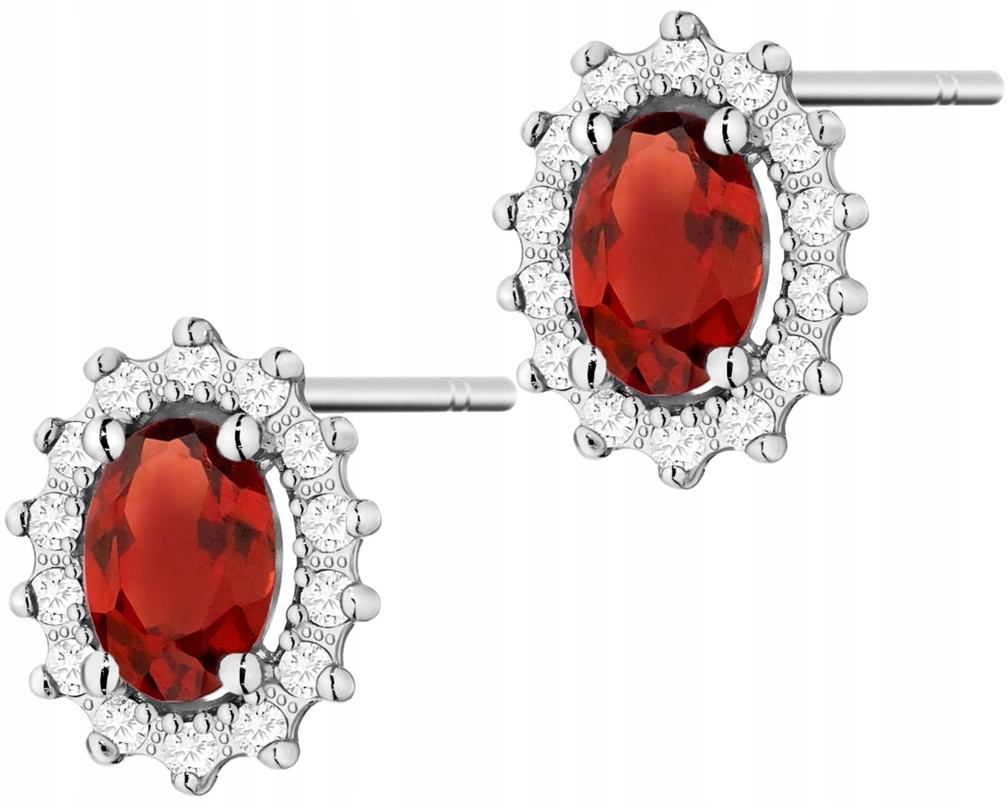 Bílé Zlato Náušnice Granátové Jablko Na Tyči Zlato 585 14K Jako Dárek
