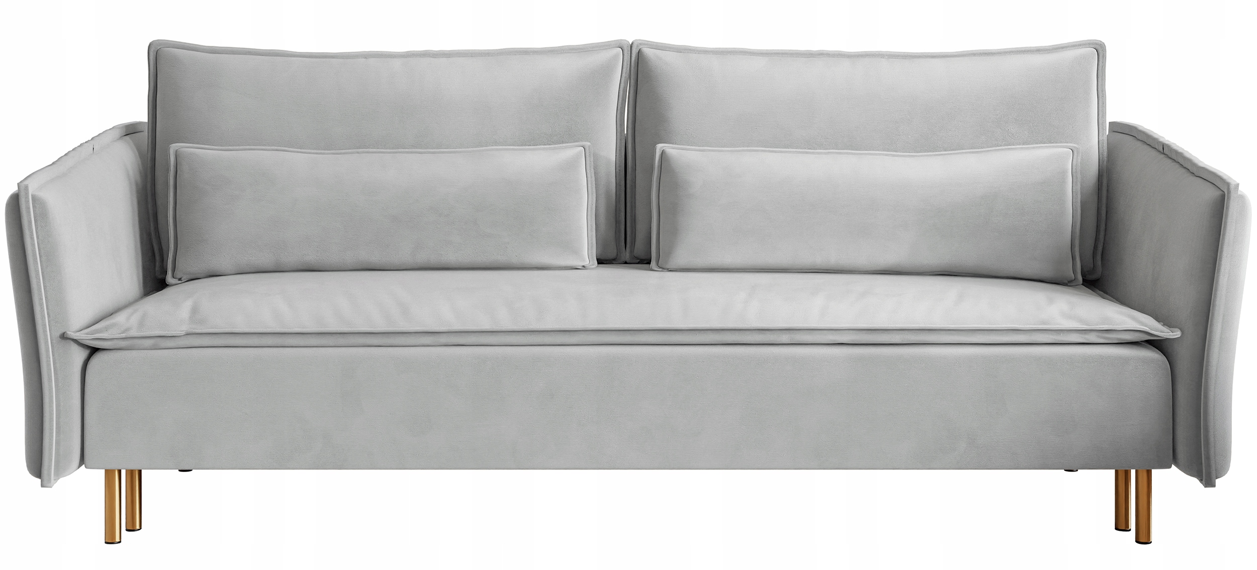 Rozkládací pohovka Ummo s úložným prostorem, světle šedá, velur, nohy zlaté