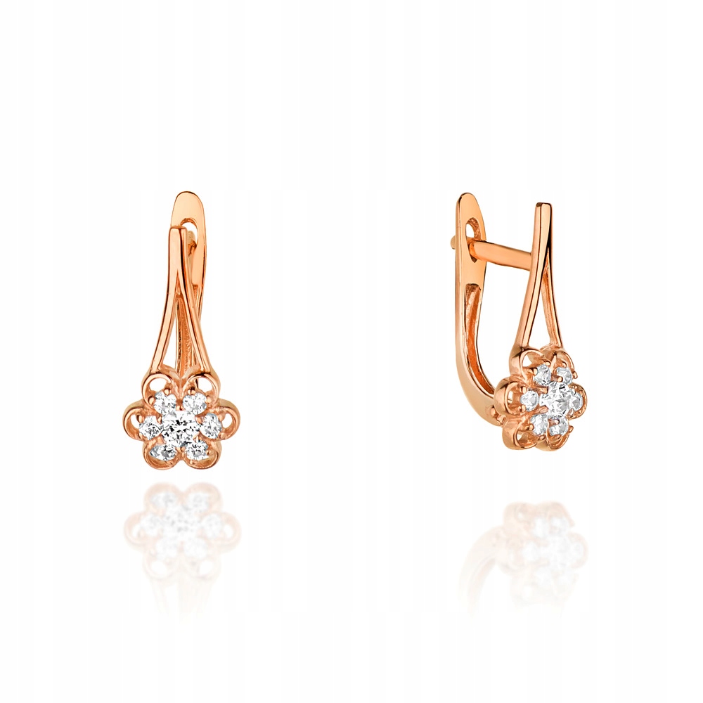 

Kolczyki z różowego złota wiszące z brylantami 585