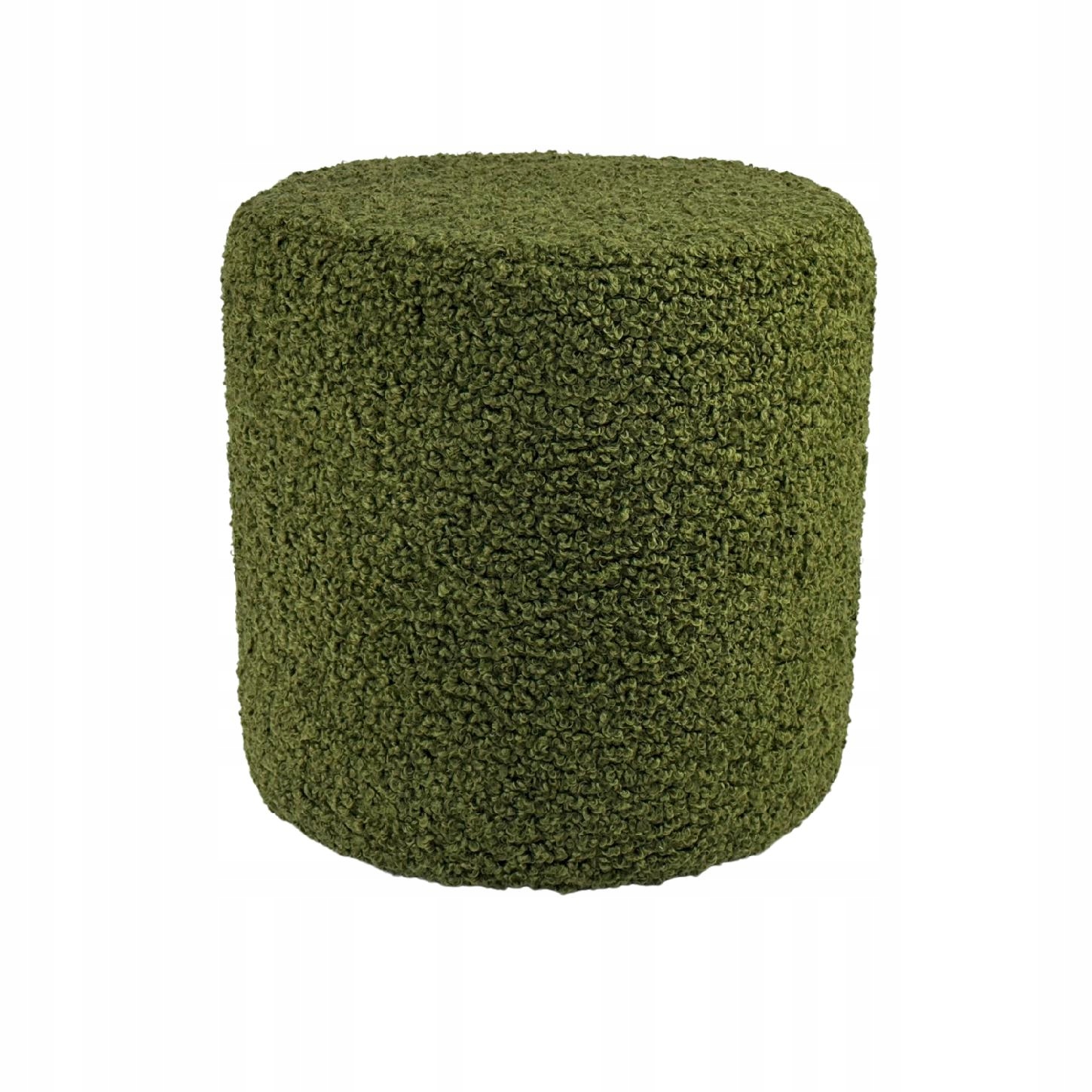 Taburet kulatá rolf teddy bouclé beránek tmavě zelená barva