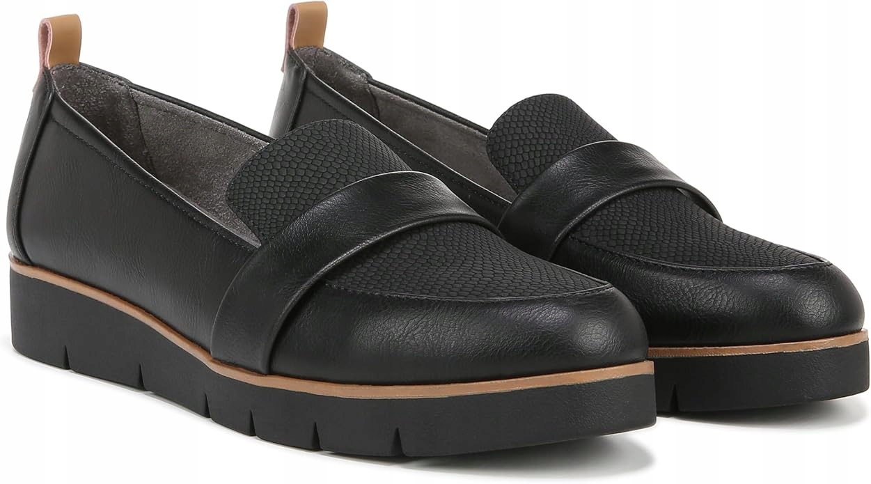 Dr Scholl's Černé Mokasíny S Páskem A Vzorem Kůže 40,5 J8A