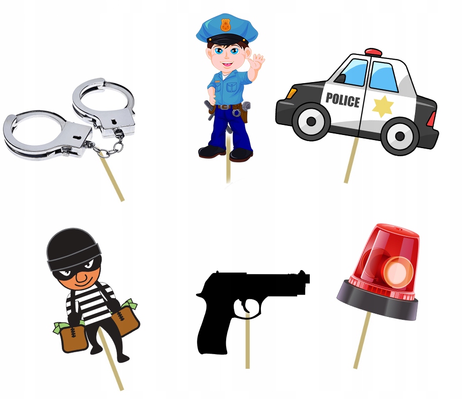 

Topper Pikery Policja Police Dekoracja tort 6szt