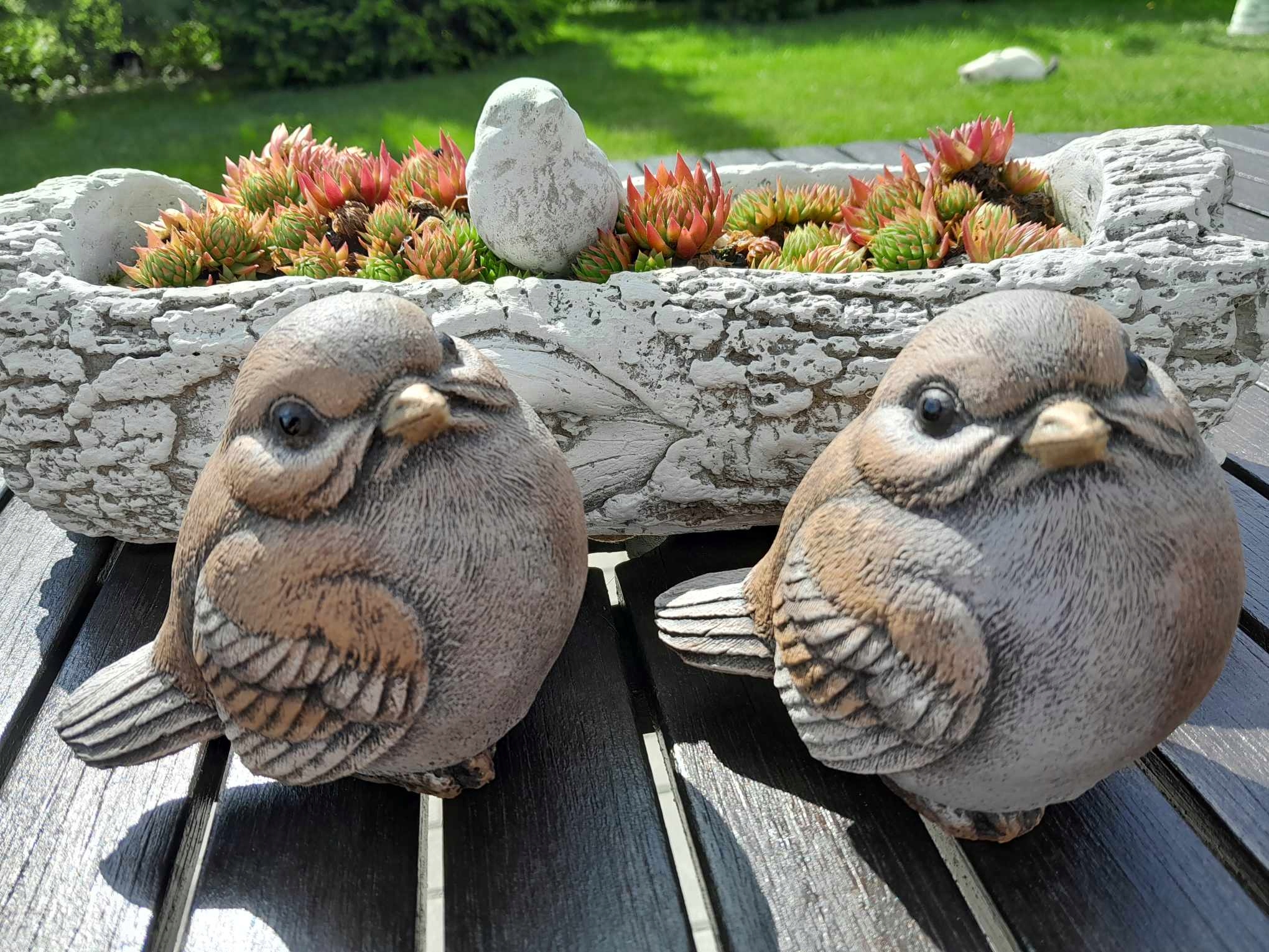 Zestaw Figurek betonowych Wróbelki Wróbel Hand made 2 szt Wysokość produktu 10 cm