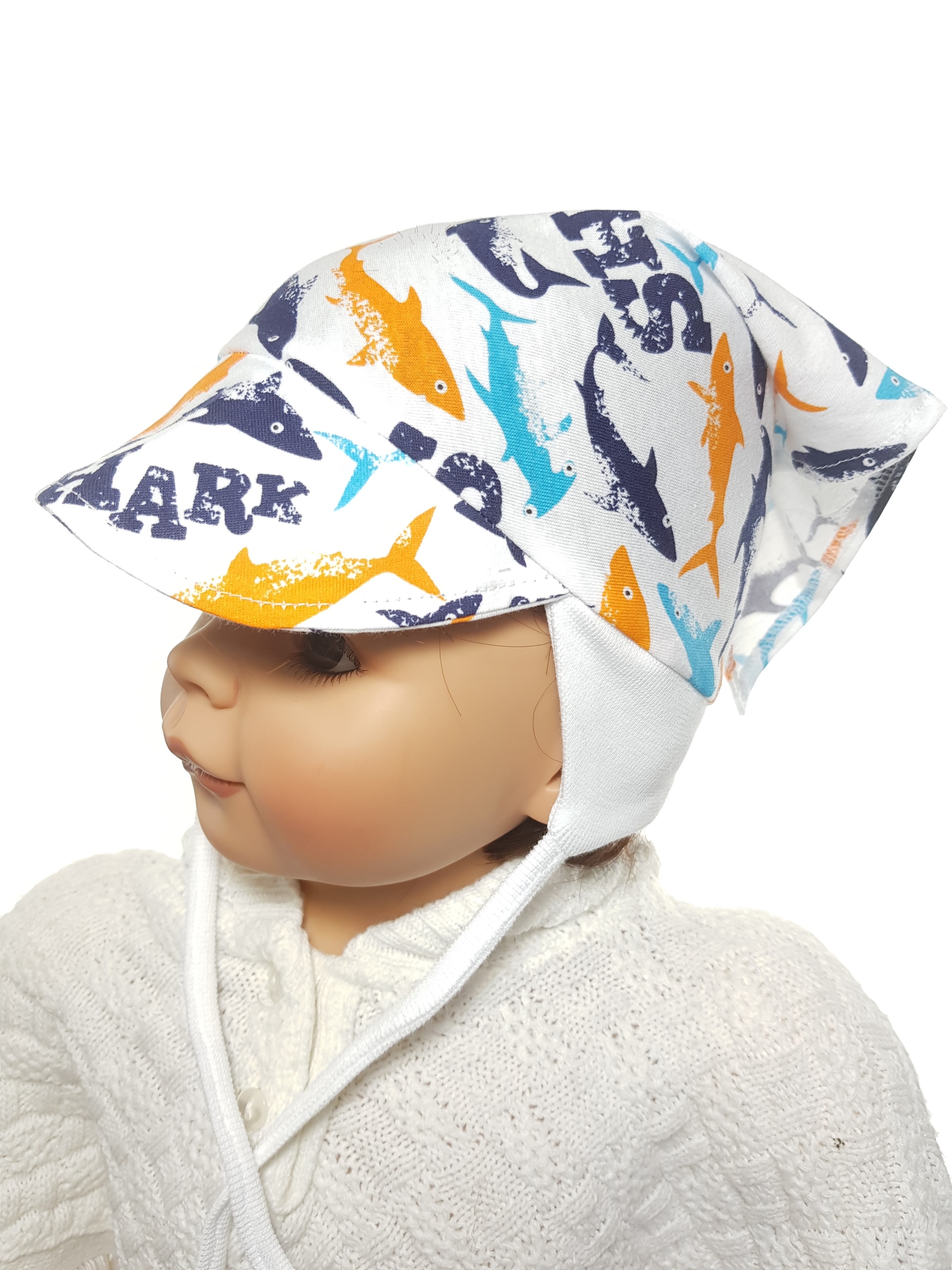 POLSKA NIEMOWLĘCA CZAPKA CHUSTKA Z DASZKIEM CZAPECZKA WIĄZANA 3-12 M-C 20WZ