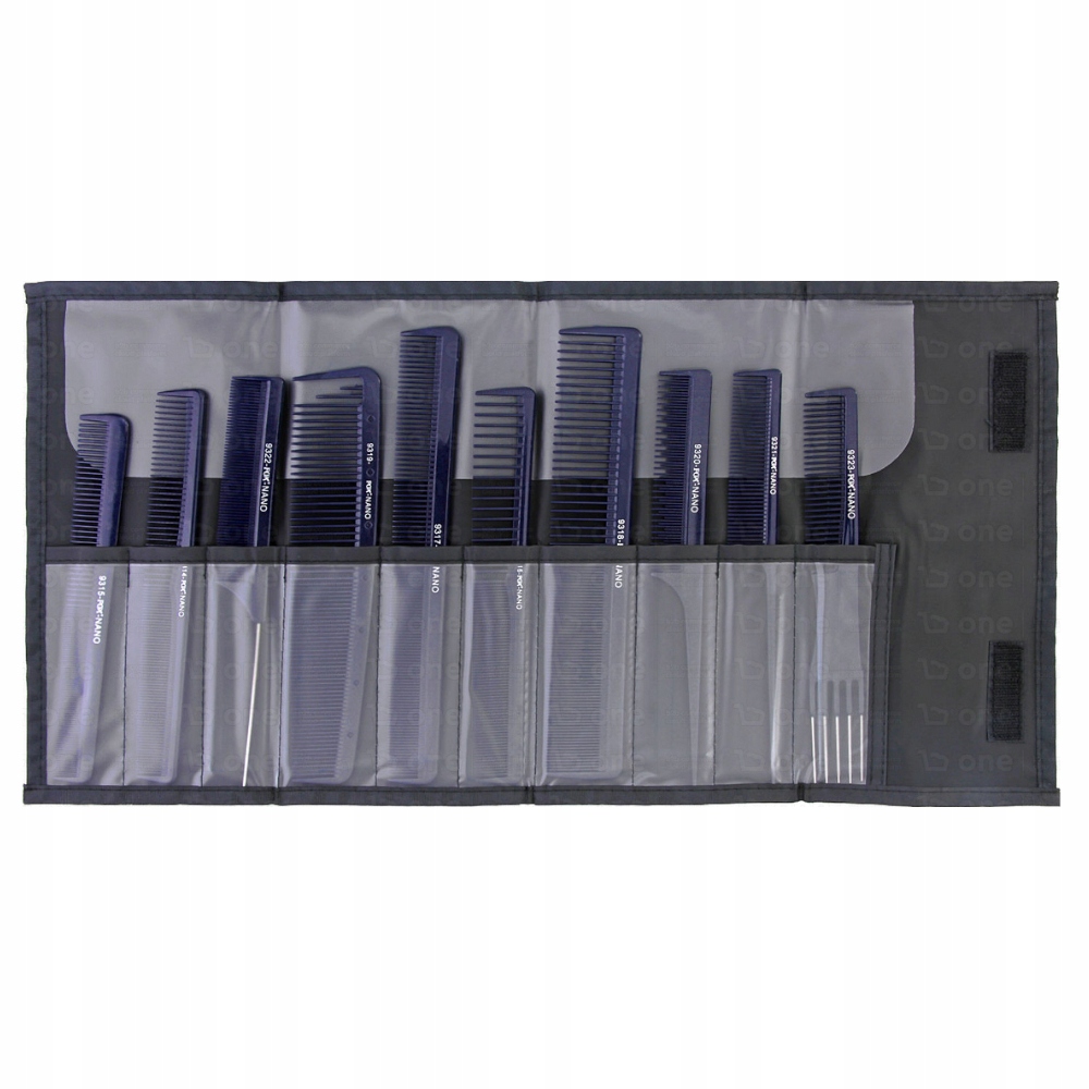 Sada hřebenů na vlasy Fox Nano, 10 ks Pouzdro